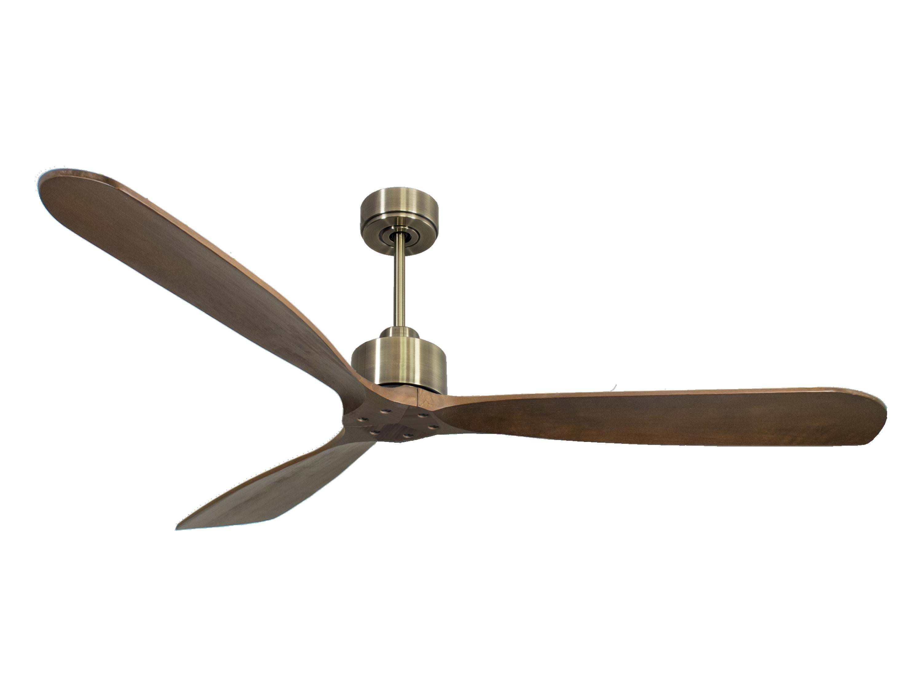 Ventilateur de plafond Réversible Thermostat Wifi Moteur à courant continu Toits en pente Télécommande Hypersilence Mémoire FullWood