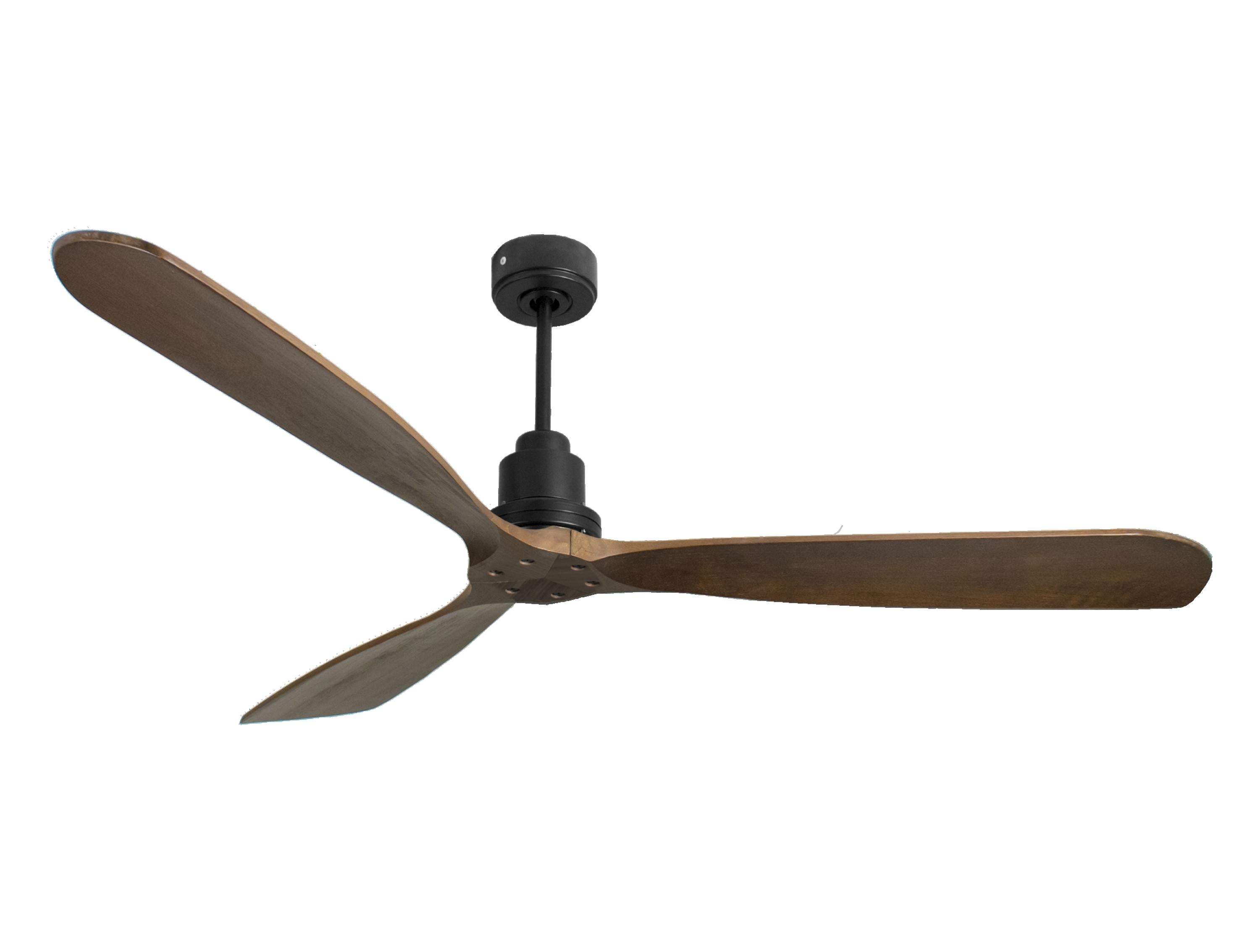 Ventilateur de plafond Réversible Thermostat Wifi Moteur à courant continu Toits en pente Télécommande Hypersilence Mémoire FullWood