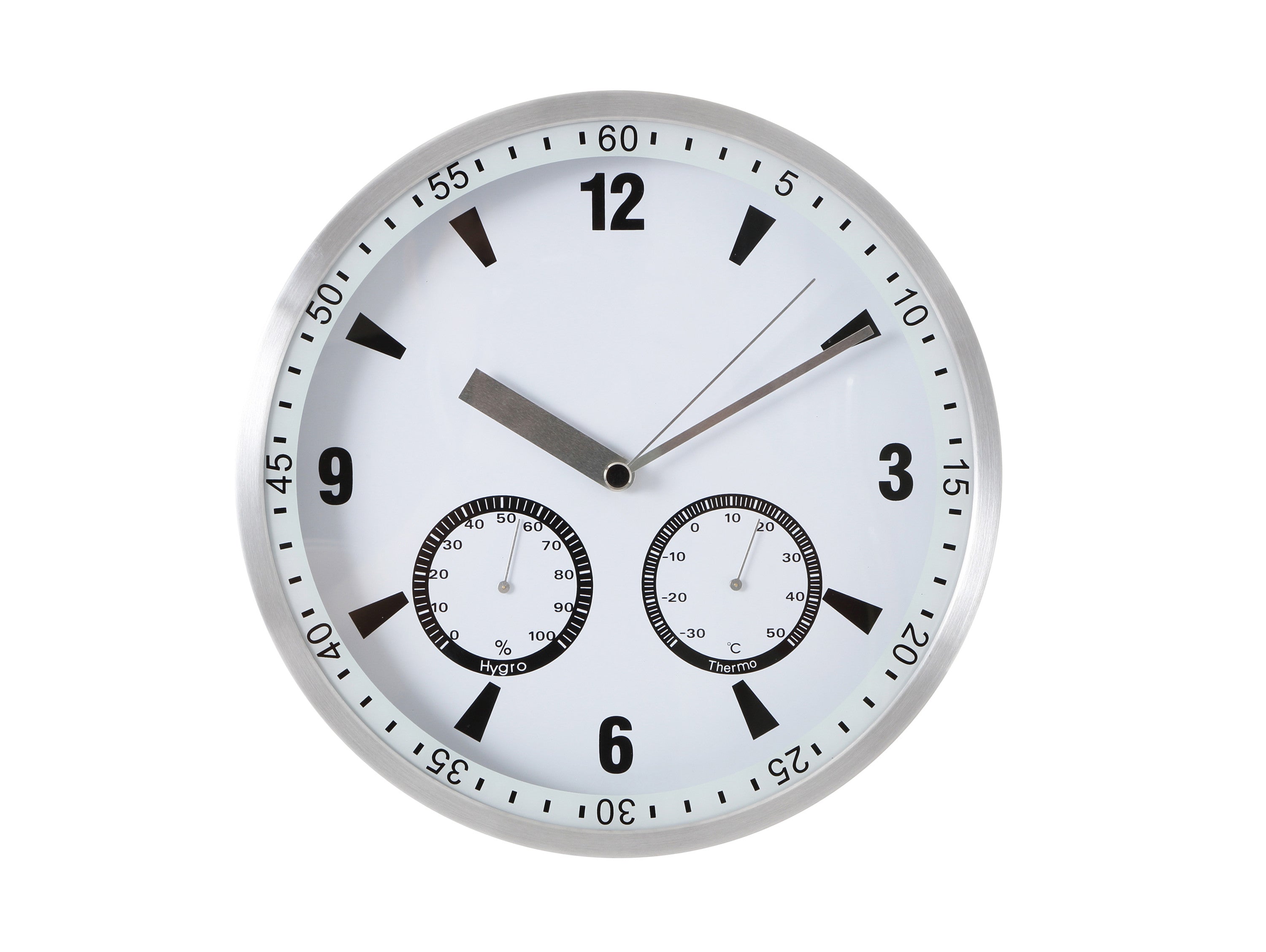 Horloge murale analogique meseur de la température et de l'humidité en blanc