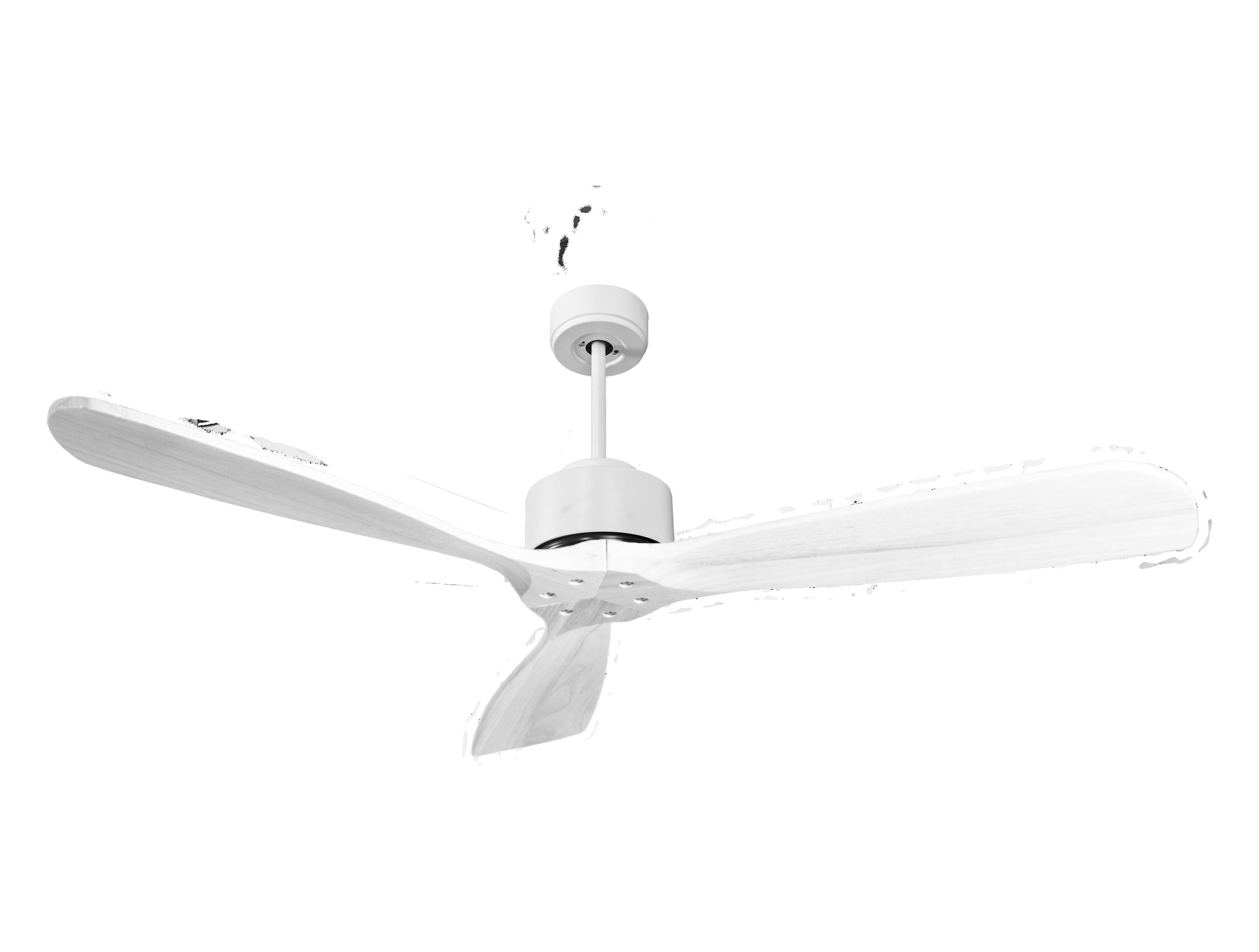 Ventilateur de plafond Réversible Thermostat Wifi Moteur à courant continu Toits en pente Télécommande Hypersilence Mémoire FullWood