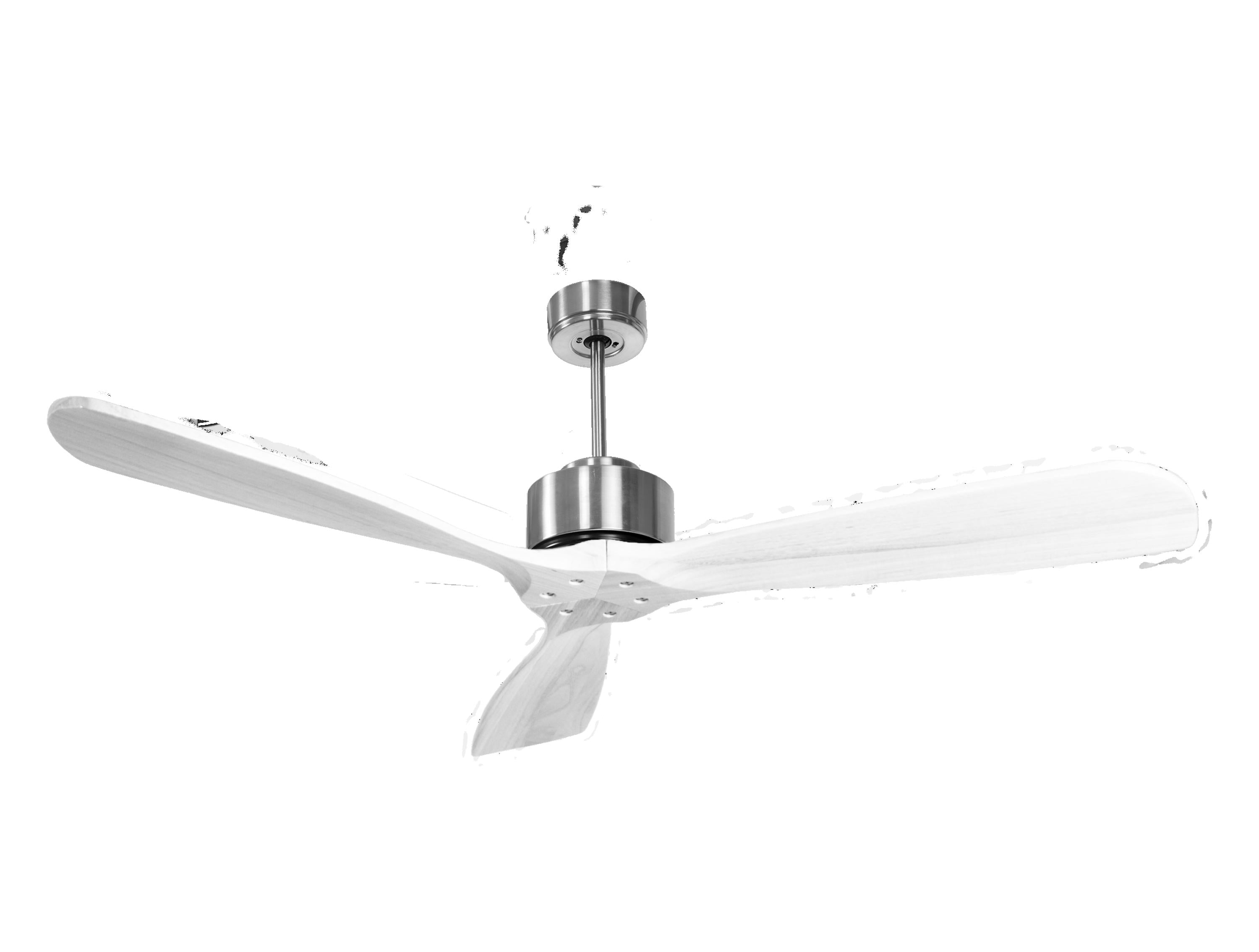 Ventilateur de plafond Réversible Thermostat Wifi Moteur à courant continu Toits en pente Télécommande Hypersilence Mémoire FullWood