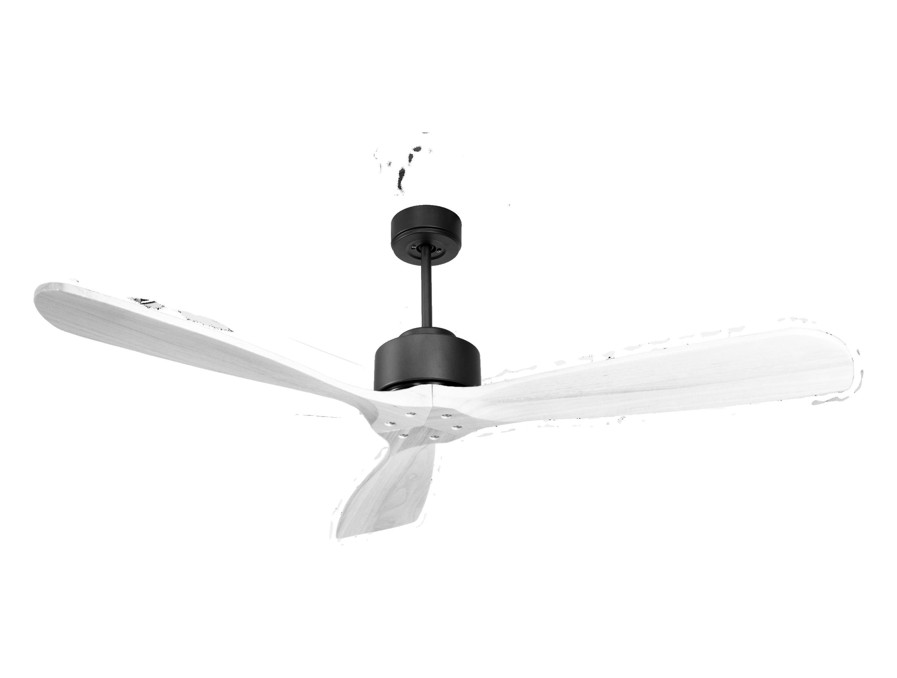 Ventilateur de plafond Réversible Thermostat Wifi Moteur à courant continu Toits en pente Télécommande Hypersilence Mémoire FullWood