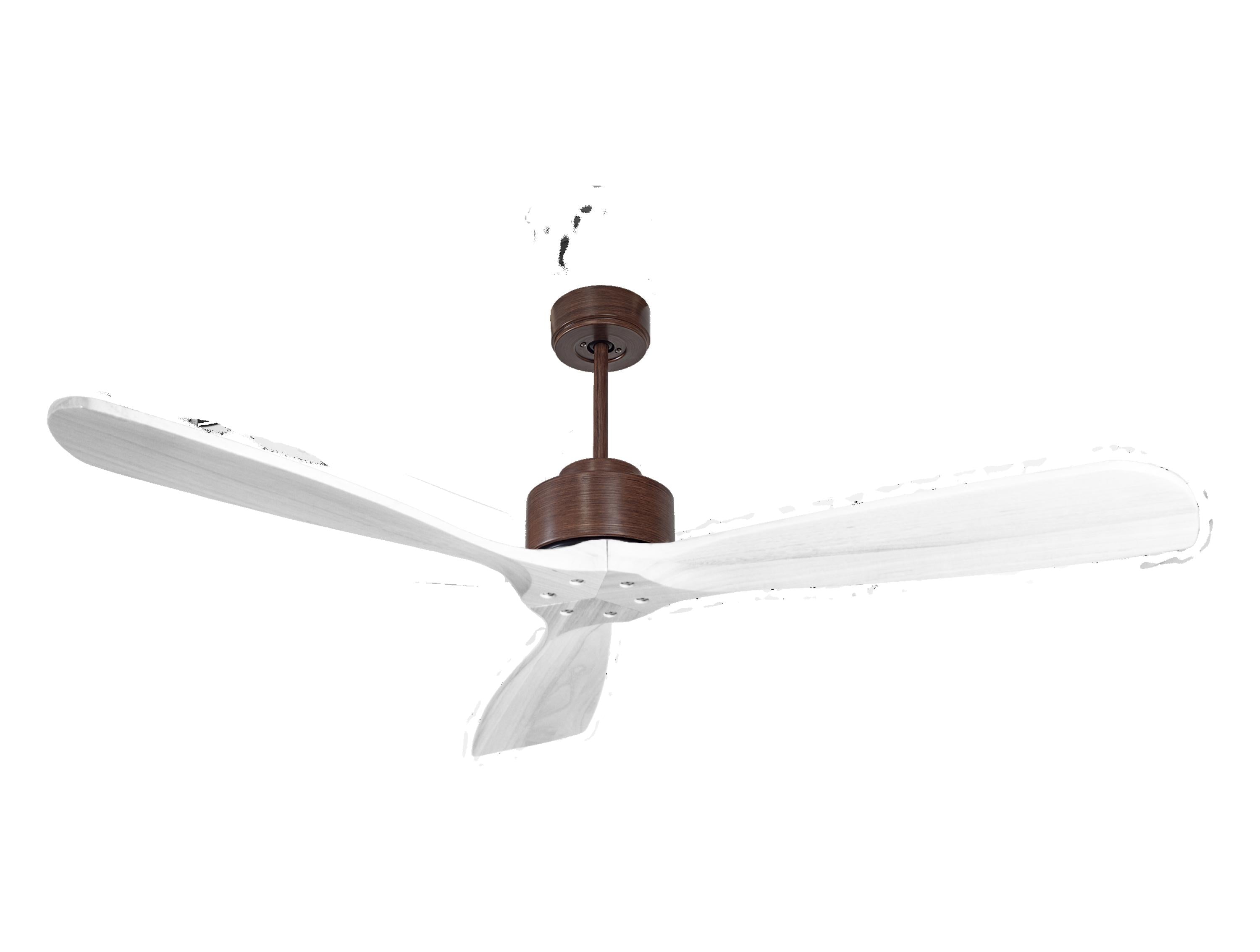 Ventilateur de plafond Réversible Thermostat Wifi Moteur à courant continu Toits en pente Télécommande Hypersilence Mémoire FullWood