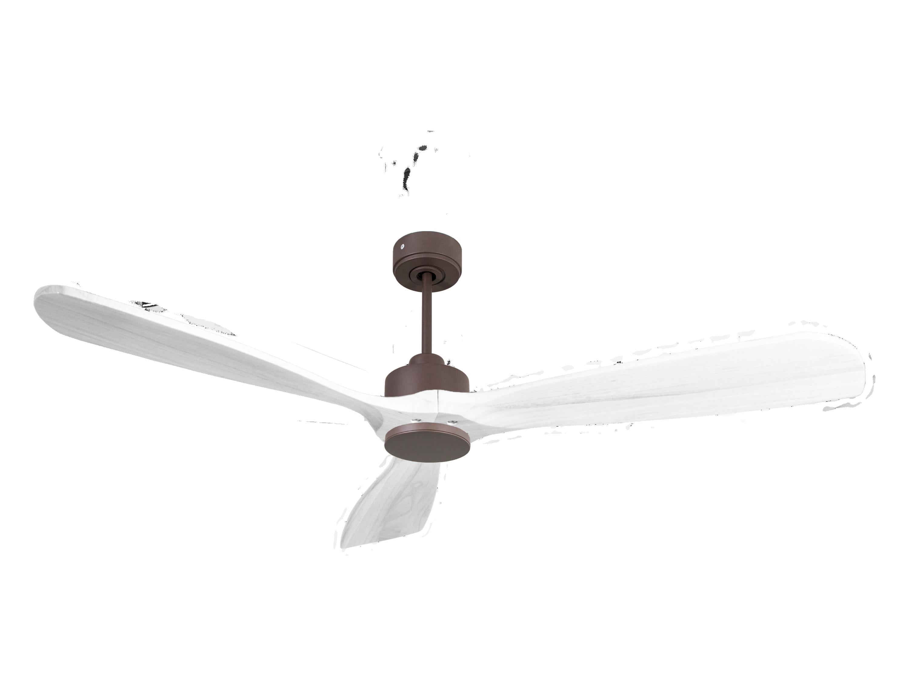 Ventilateur de plafond Réversible Thermostat Wifi Moteur à courant continu Toits en pente Télécommande Hypersilence Mémoire FullWood