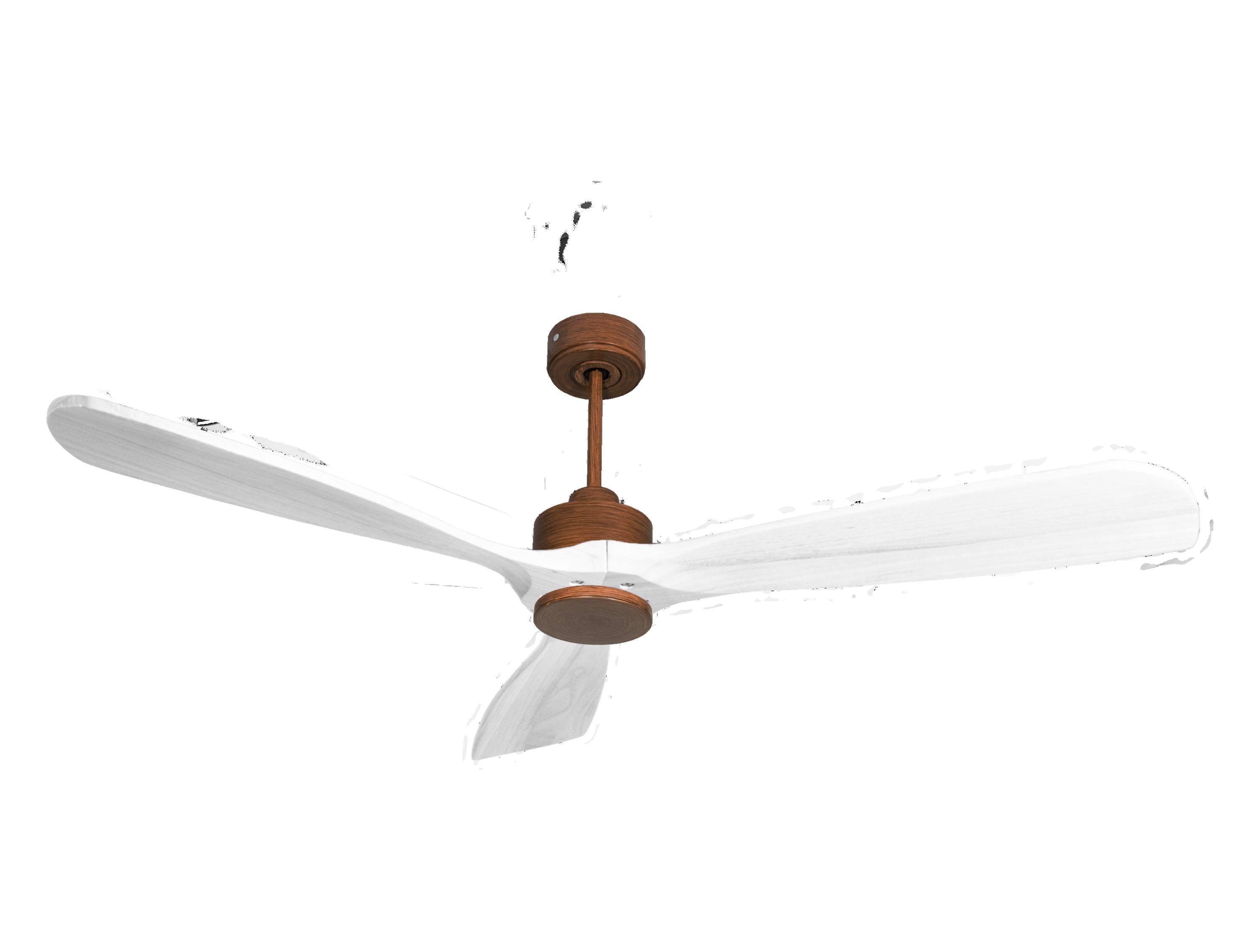 Ventilateur de plafond Réversible Thermostat Wifi Moteur à courant continu Toits en pente Télécommande Hypersilence Mémoire FullWood