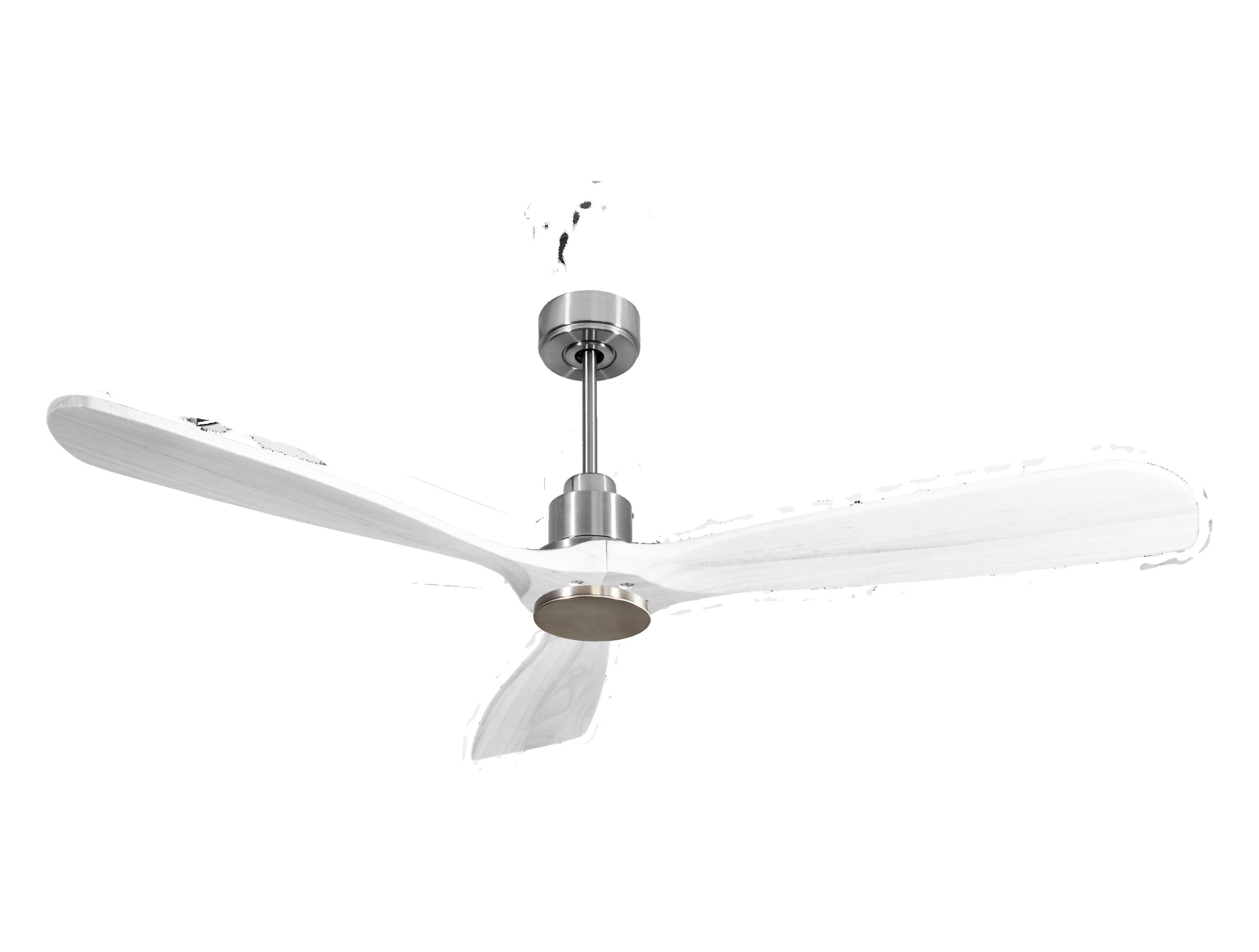 Ventilateur de plafond Réversible Thermostat Wifi Moteur à courant continu Toits en pente Télécommande Hypersilence Mémoire FullWood