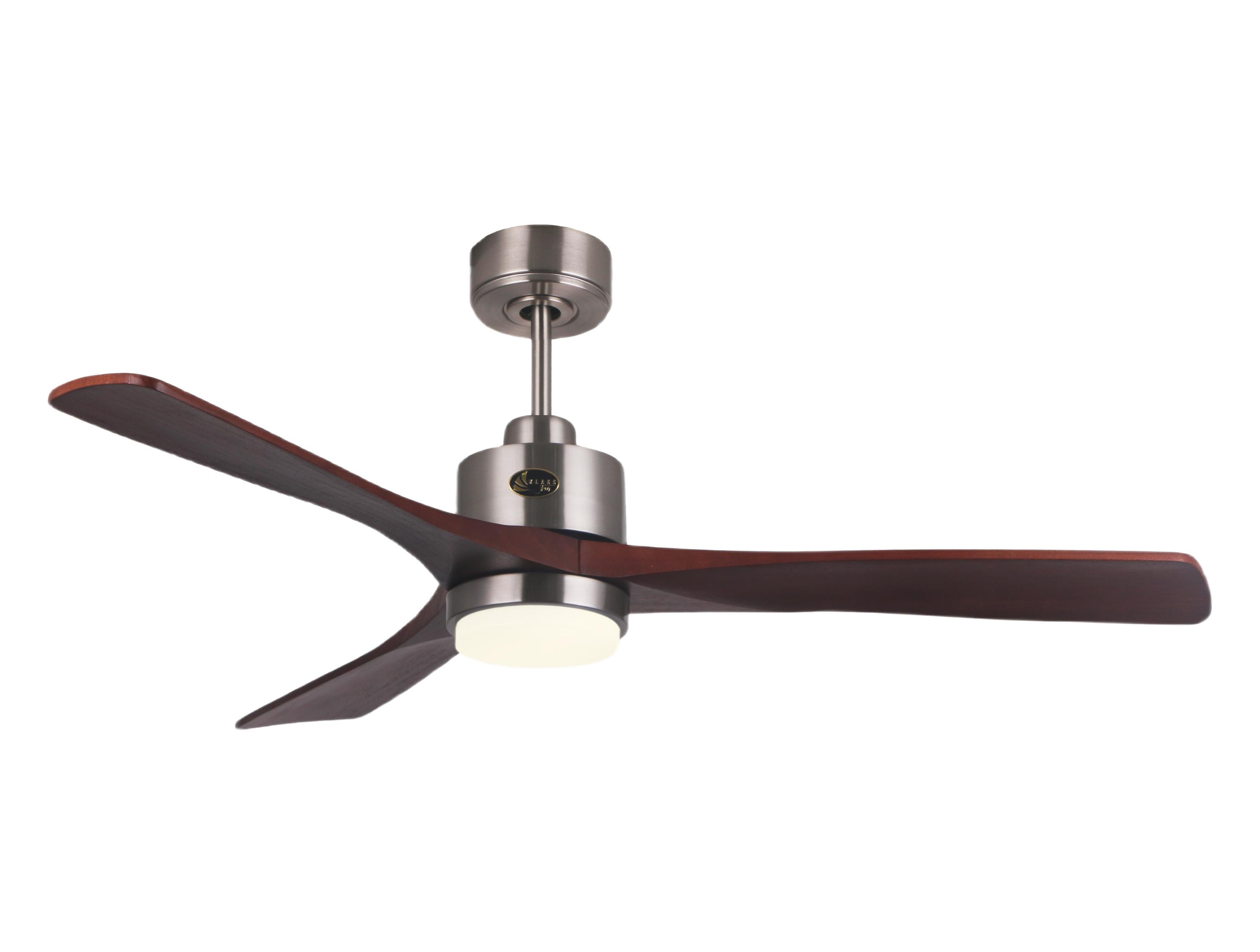 Ventilateur de plafond DC en acajou avec pales de 132cm et lumière pour 40m2