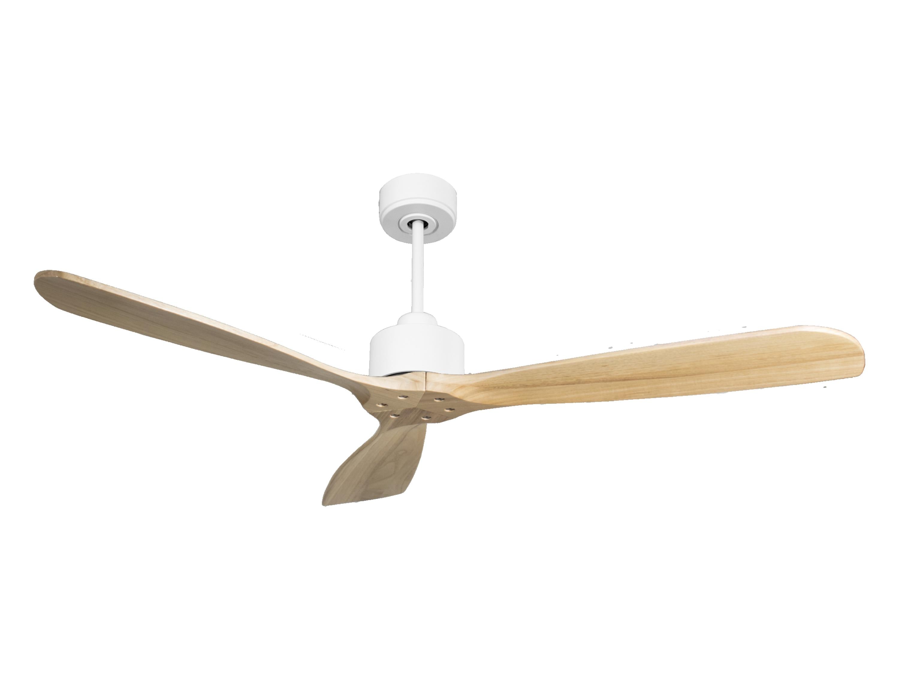 Ventilateur de plafond Réversible Thermostat Wifi Moteur à courant continu Toits en pente Télécommande Hypersilence Mémoire FullWood