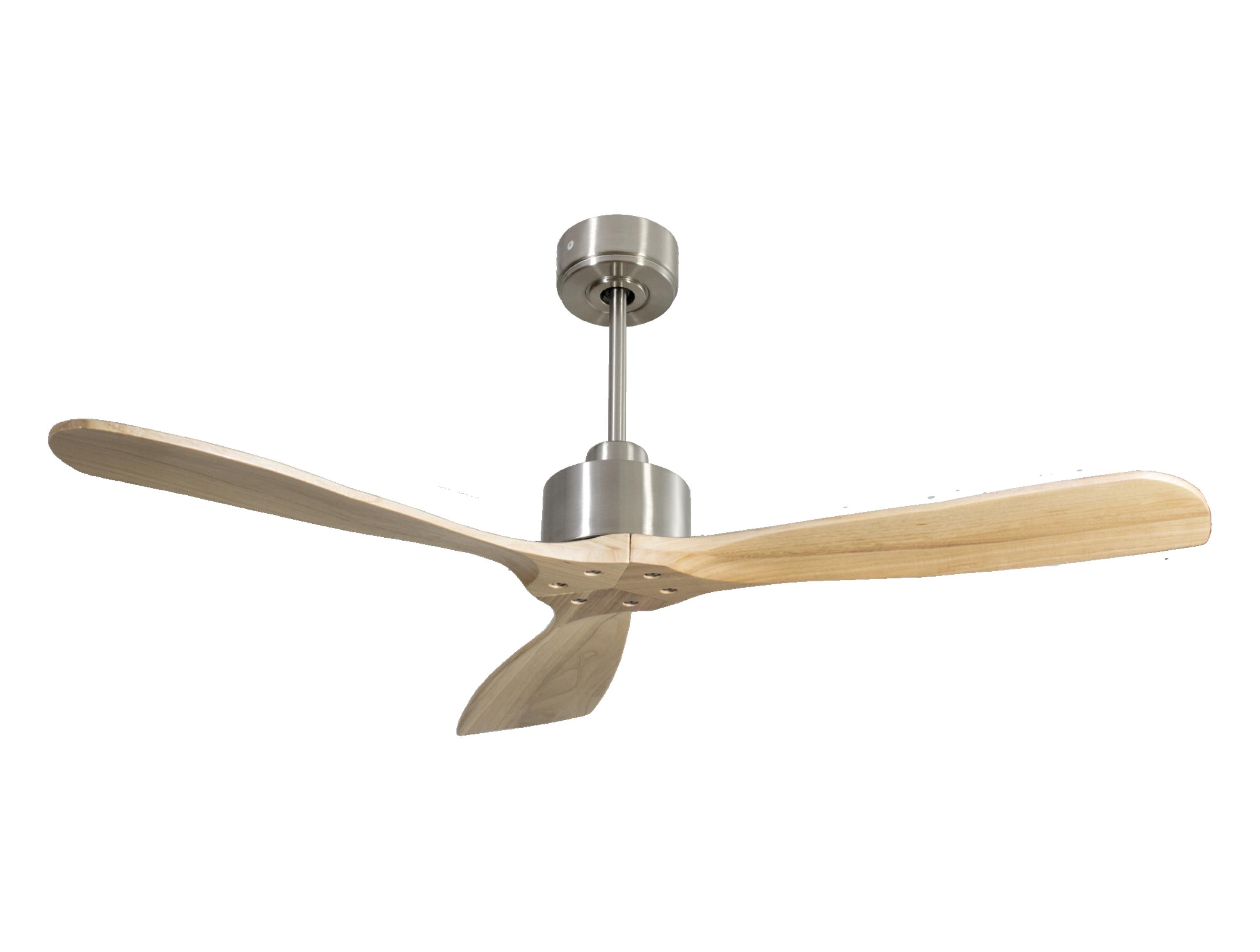 Ventilateur de plafond Réversible Thermostat Wifi Moteur à courant continu Toits en pente Télécommande Hypersilence Mémoire FullWood