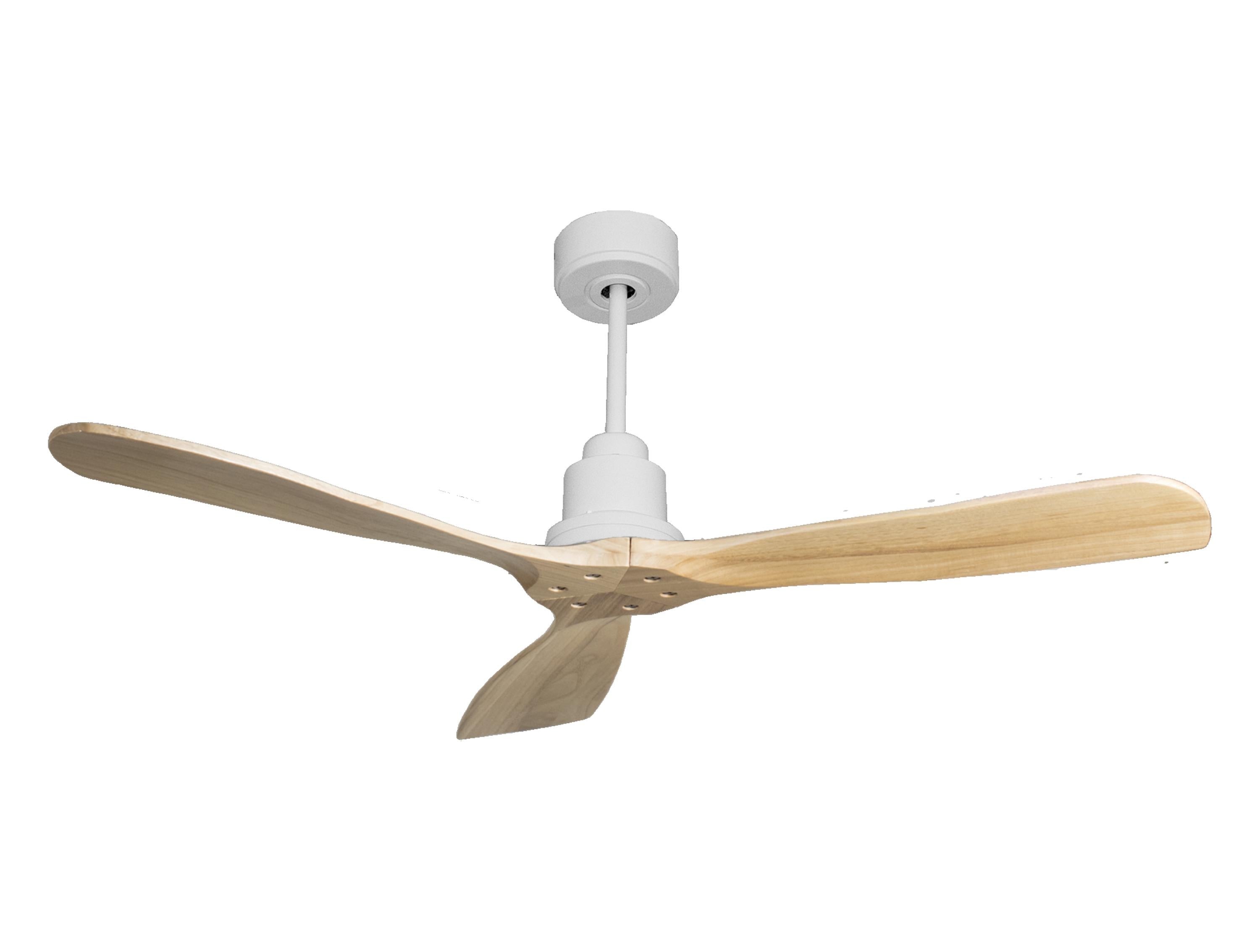 Ventilateur de plafond Réversible Thermostat Wifi Moteur à courant continu Toits en pente Télécommande Hypersilence Mémoire FullWood