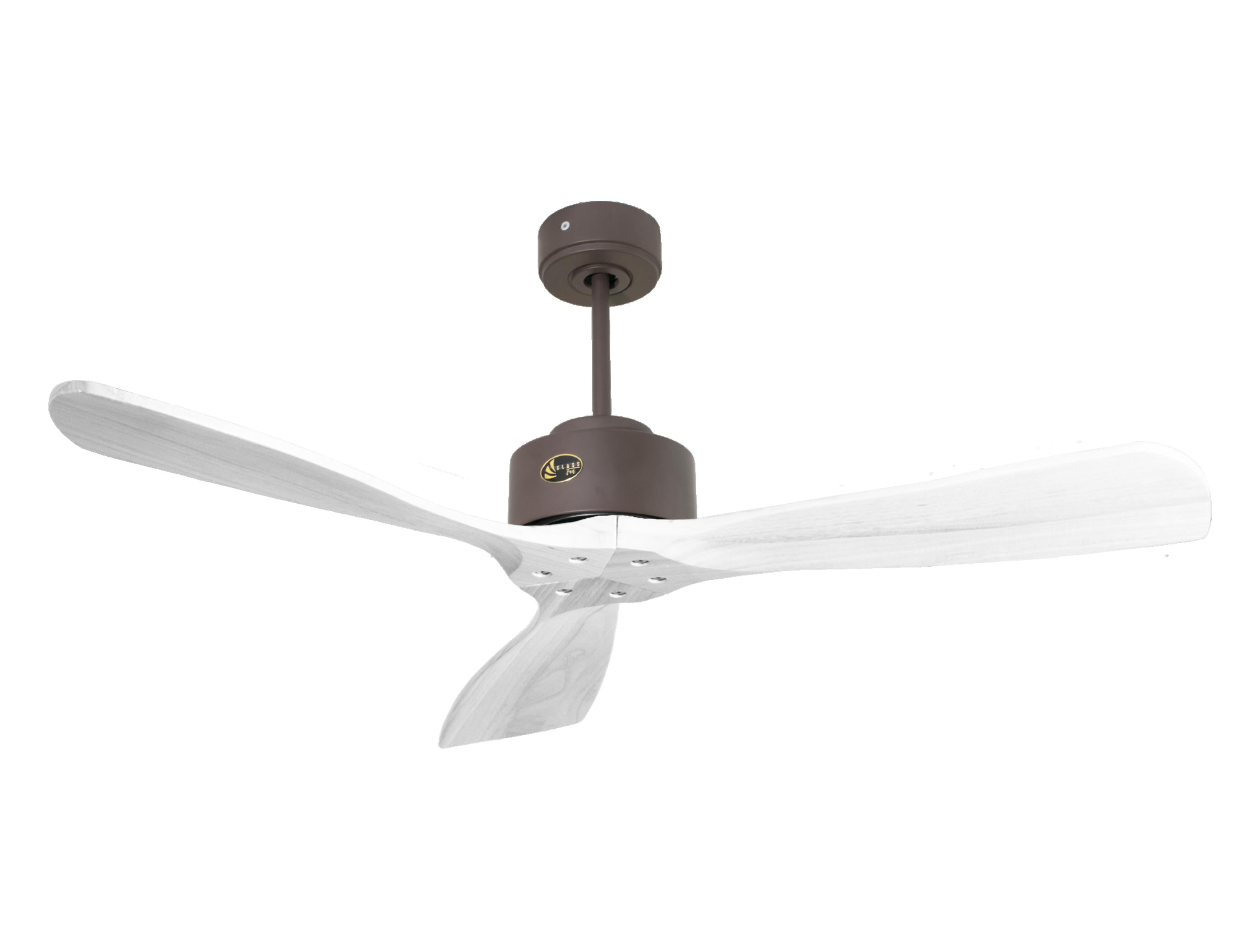 Ventilateur de plafond Réversible Thermostat Wifi Moteur à courant continu Toits en pente Télécommande Hypersilence Mémoire FullWood