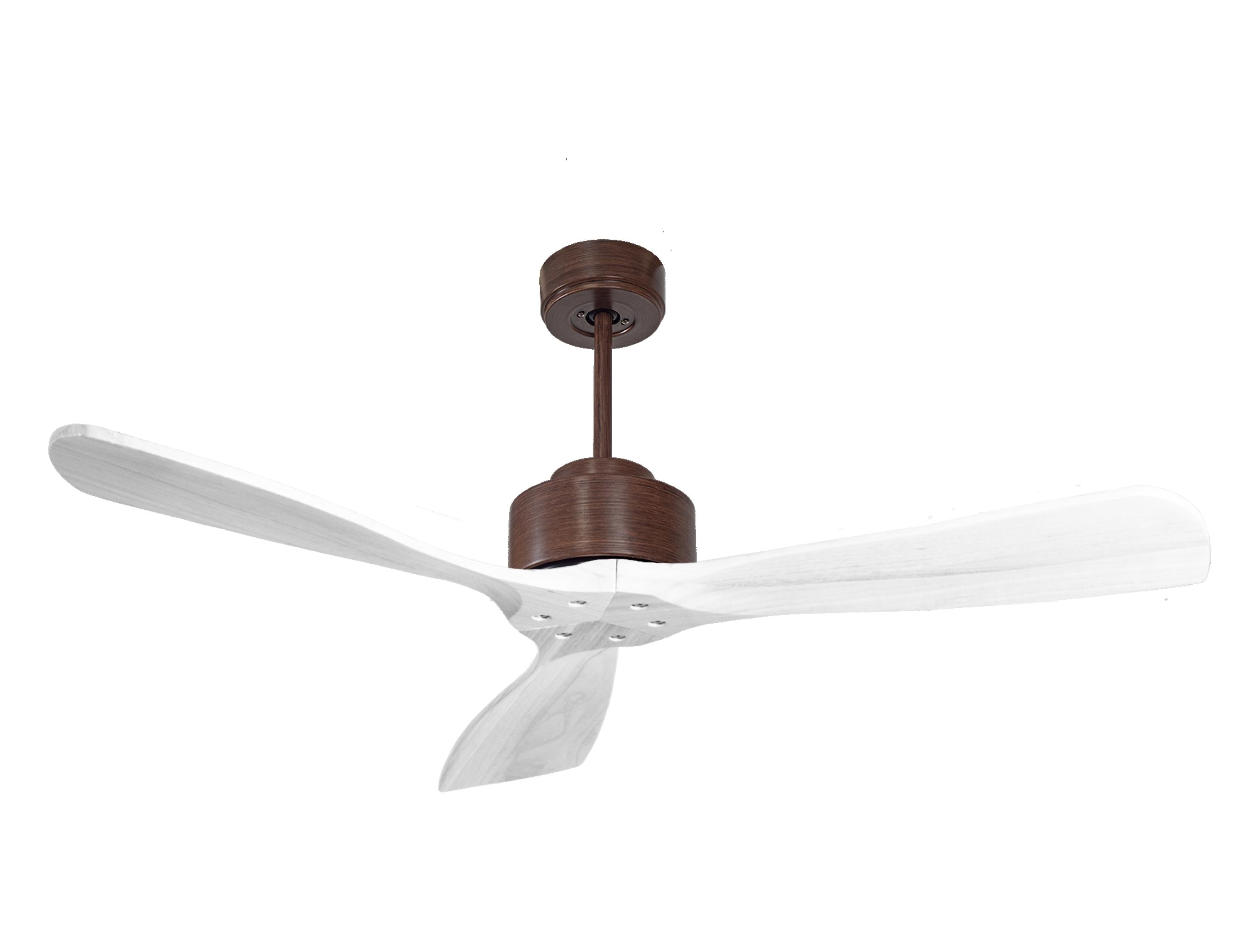 Ventilateur de plafond Réversible Thermostat Wifi Moteur à courant continu Toits en pente Télécommande Hypersilence Mémoire FullWood