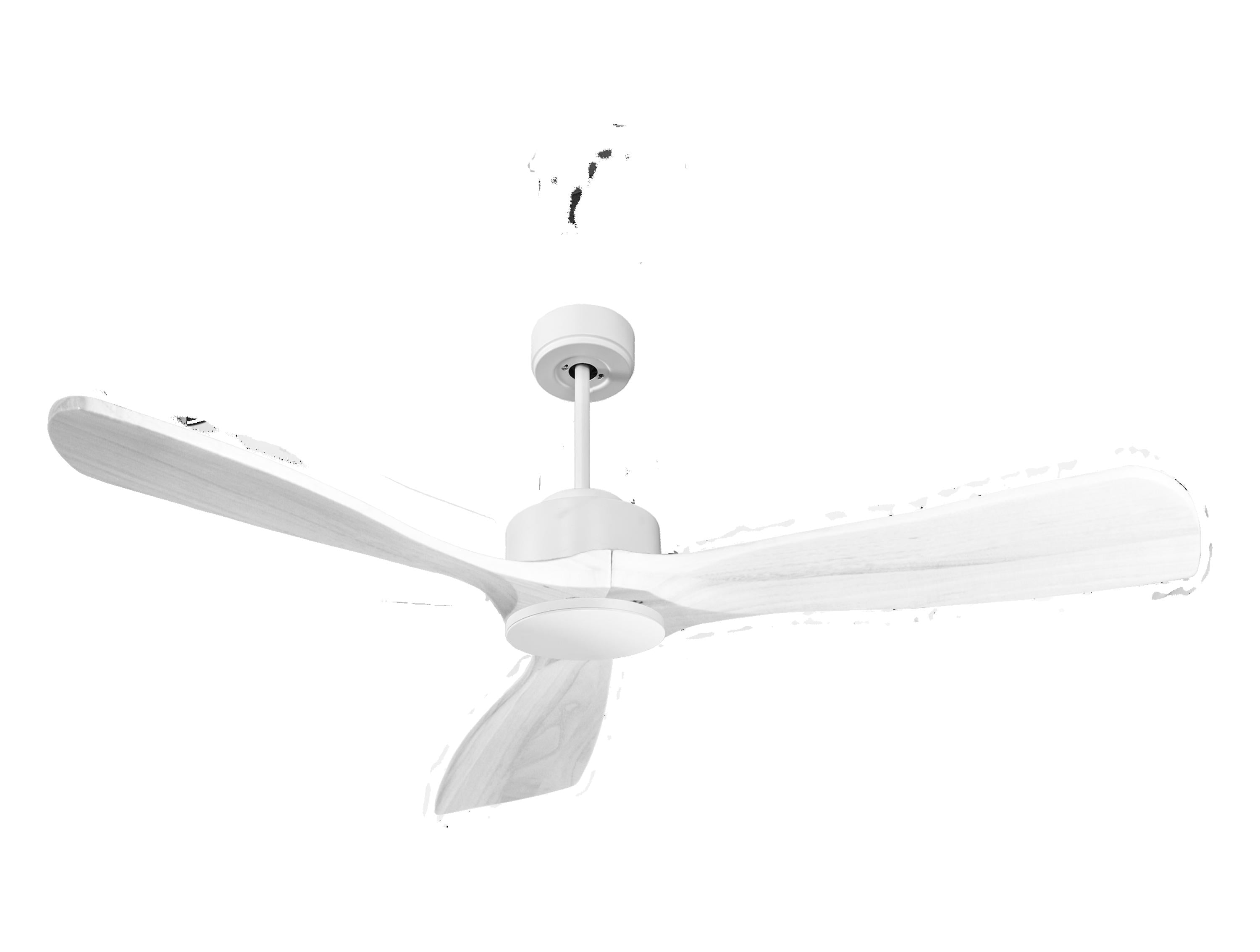 Ventilateur de plafond Réversible Thermostat Wifi Moteur à courant continu Toits en pente Télécommande Hypersilence Mémoire FullWood