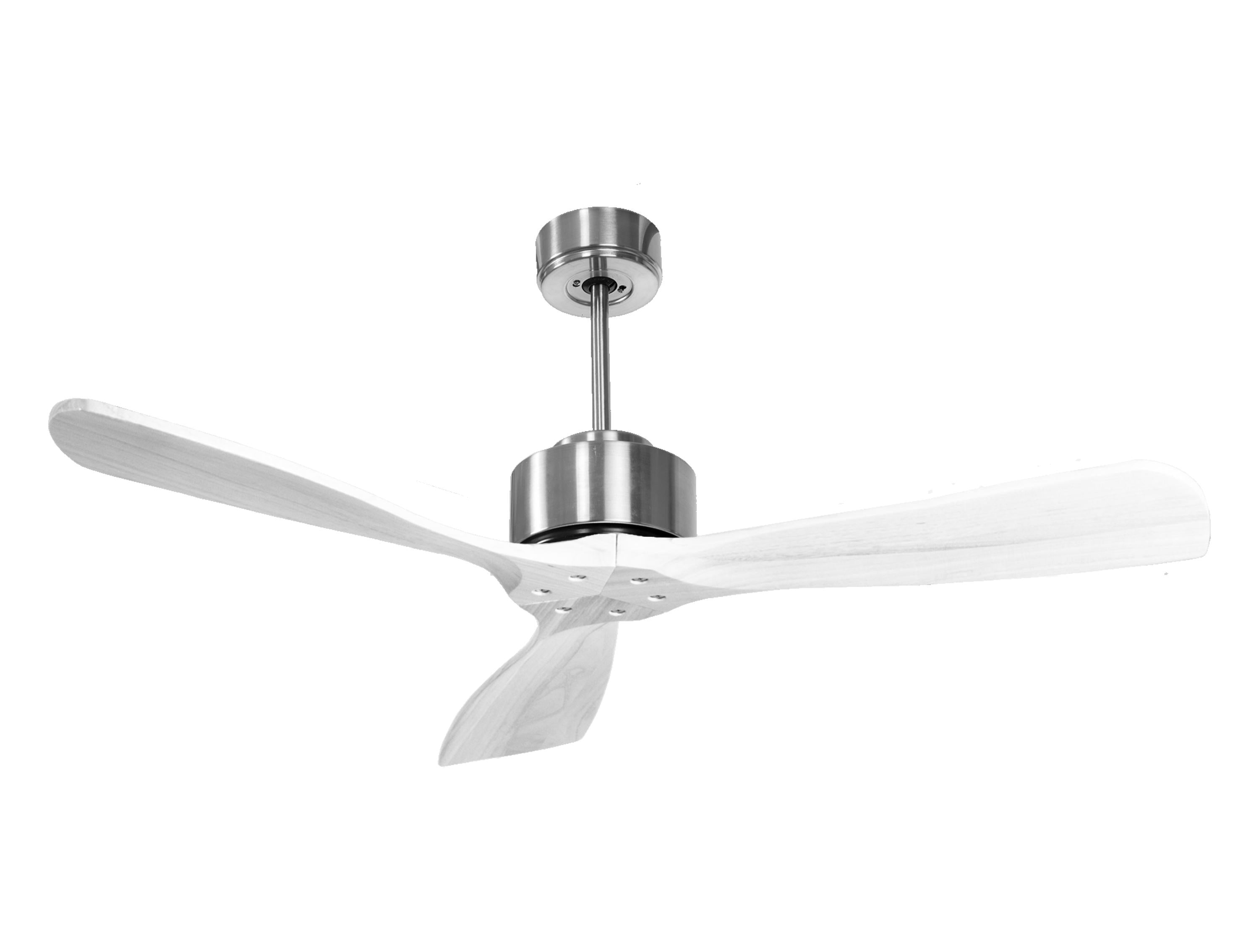 Ventilateur de plafond Réversible Thermostat Wifi Moteur à courant continu Toits en pente Télécommande Hypersilence Mémoire FullWood