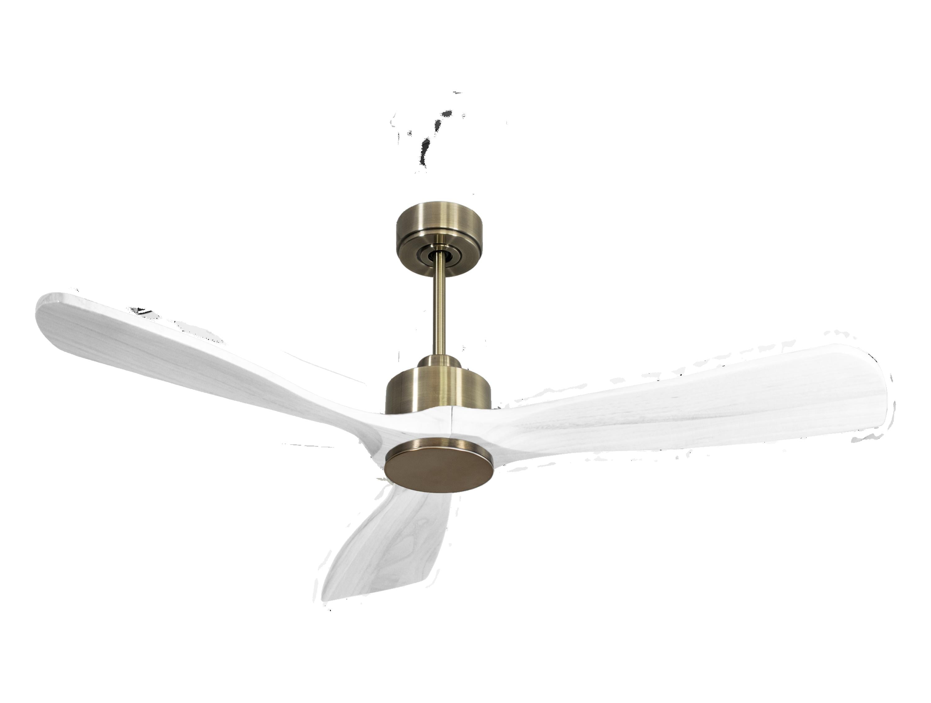 Ventilateur de plafond Réversible Thermostat Wifi Moteur à courant continu Toits en pente Télécommande Hypersilence Mémoire FullWood