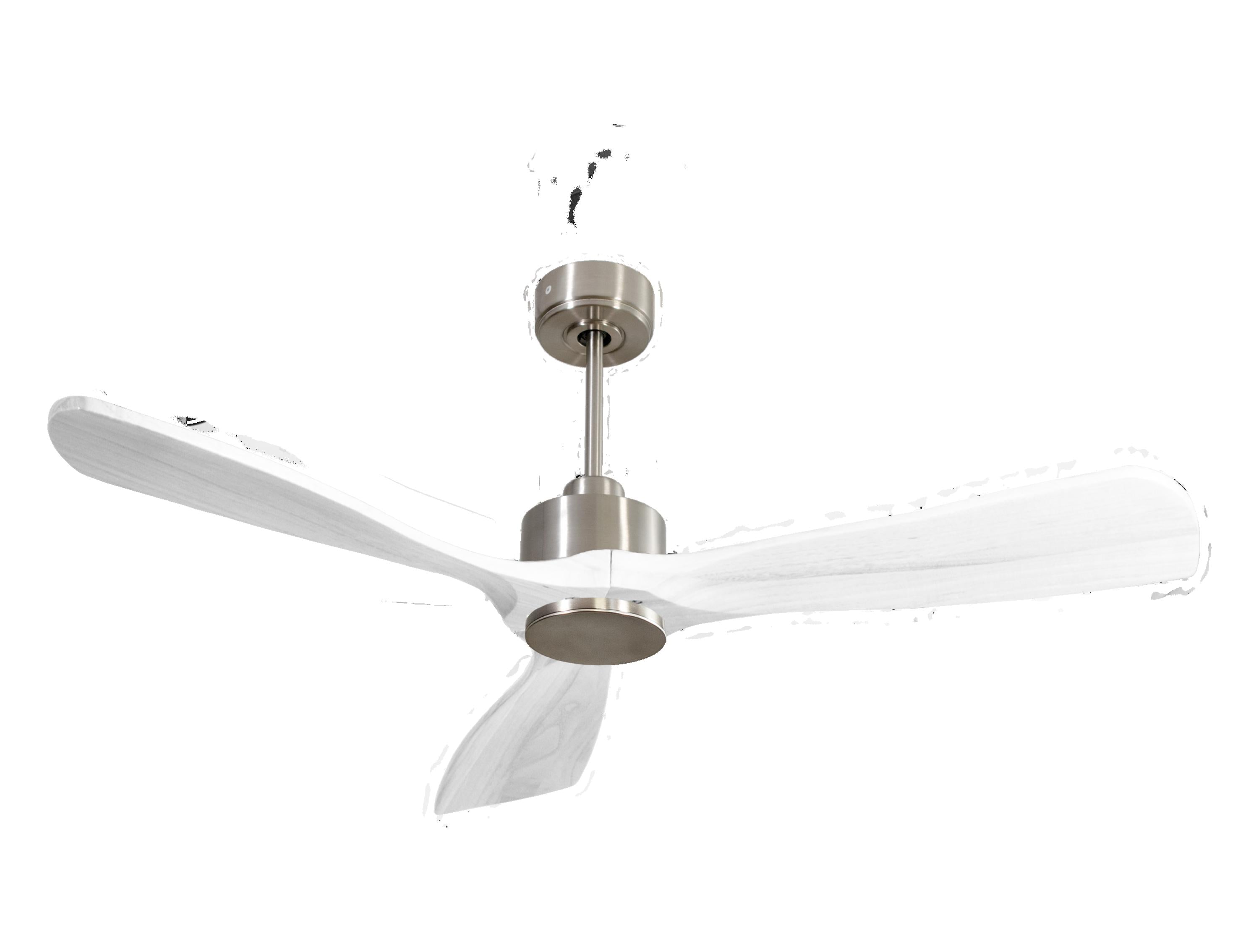 Ventilateur de plafond Réversible Thermostat Wifi Moteur à courant continu Toits en pente Télécommande Hypersilence Mémoire FullWood