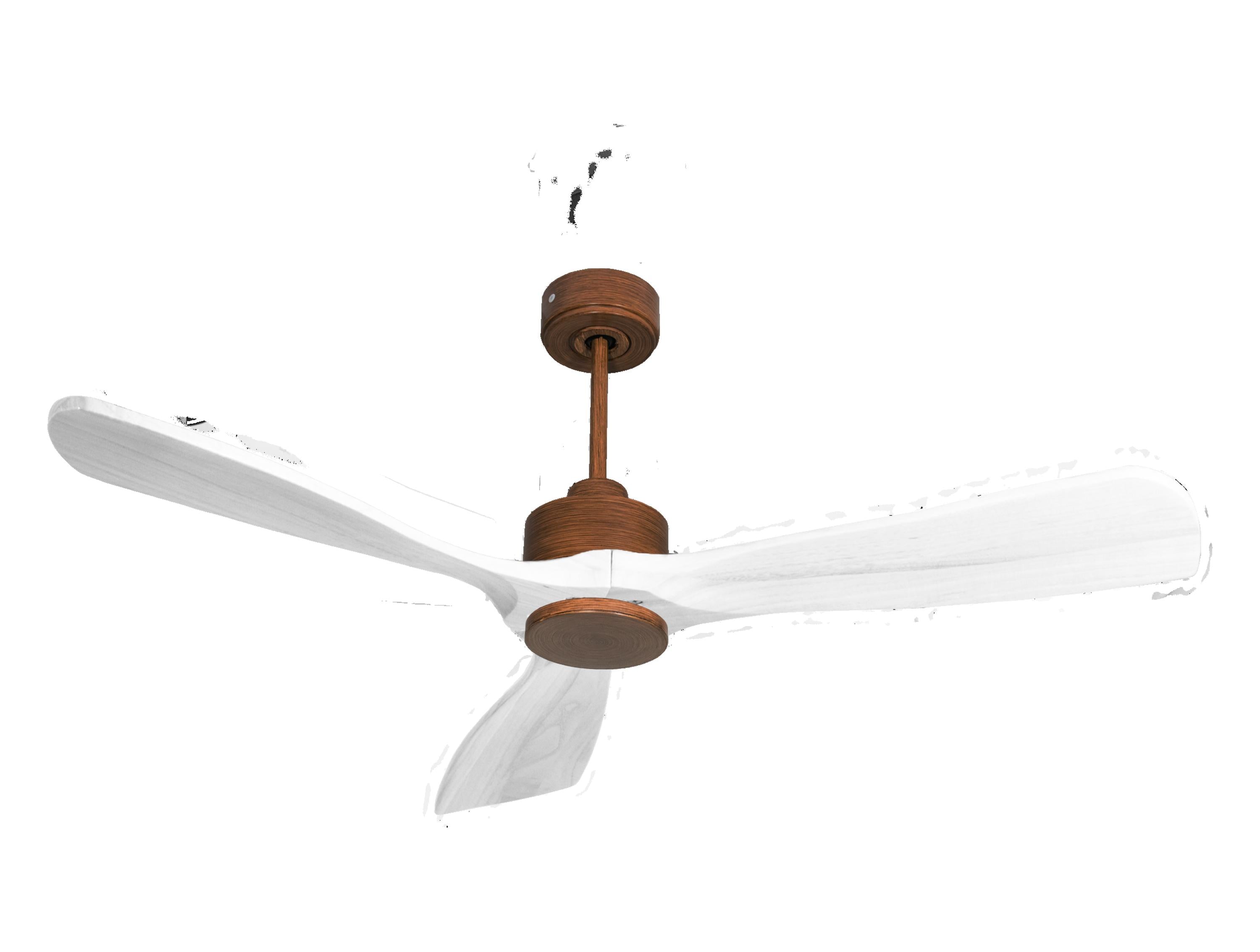 Ventilateur de plafond Réversible Thermostat Wifi Moteur à courant continu Toits en pente Télécommande Hypersilence Mémoire FullWood