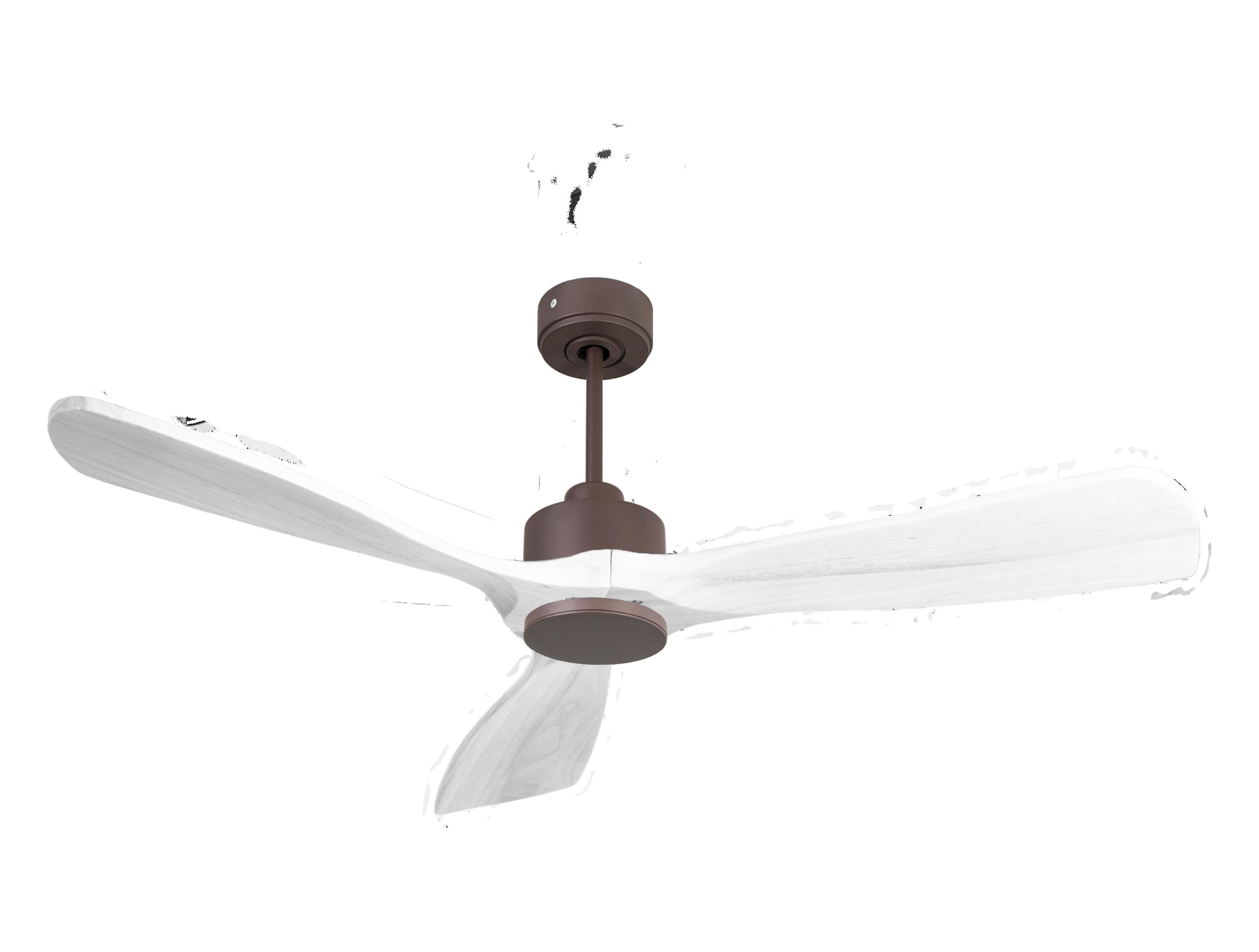 Ventilateur de plafond Réversible Thermostat Wifi Moteur à courant continu Toits en pente Télécommande Hypersilence Mémoire FullWood