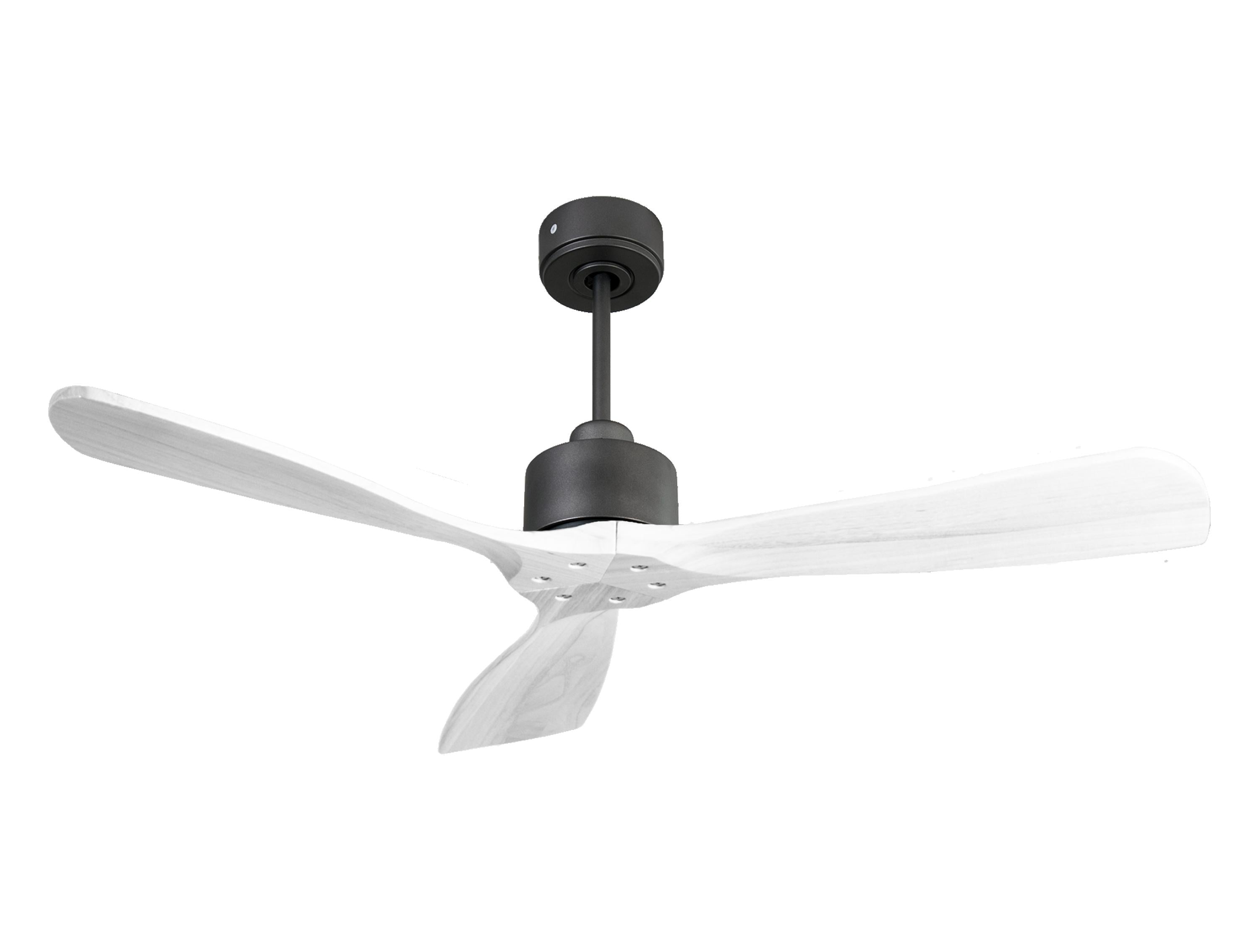 Ventilateur de plafond Réversible Thermostat Wifi Moteur à courant continu Toits en pente Télécommande Hypersilence Mémoire FullWood
