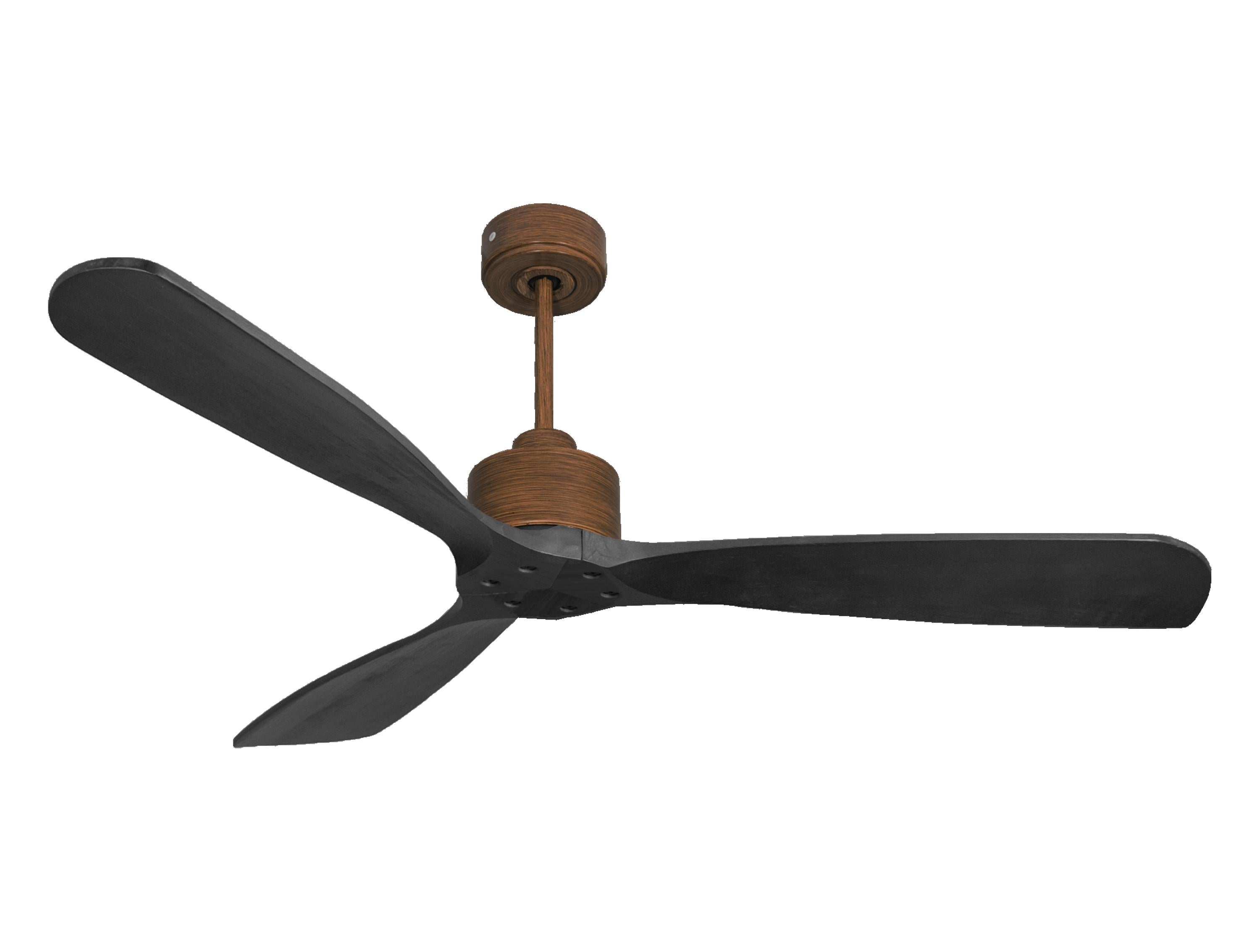 Ventilateur de plafond Réversible Thermostat Wifi Moteur à courant continu Toits en pente Télécommande Hypersilence Mémoire FullWood