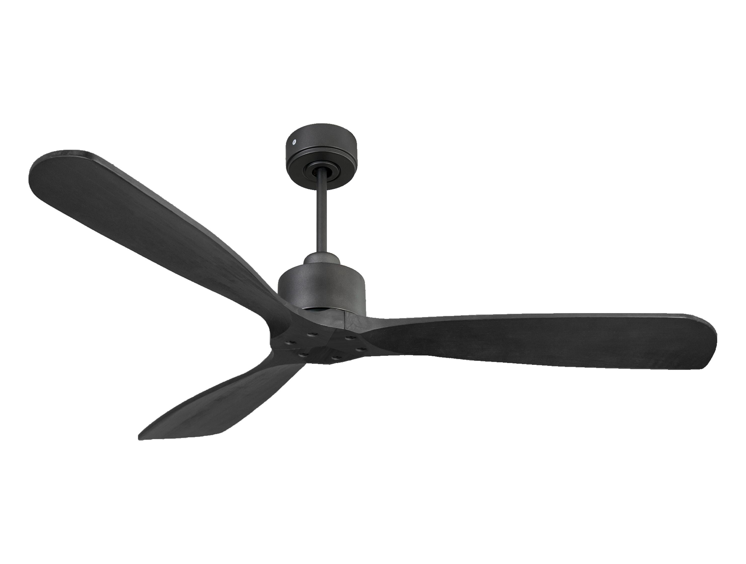 Ventilateur de plafond Réversible Thermostat Wifi Moteur à courant continu Toits en pente Télécommande Hypersilence Mémoire FullWood