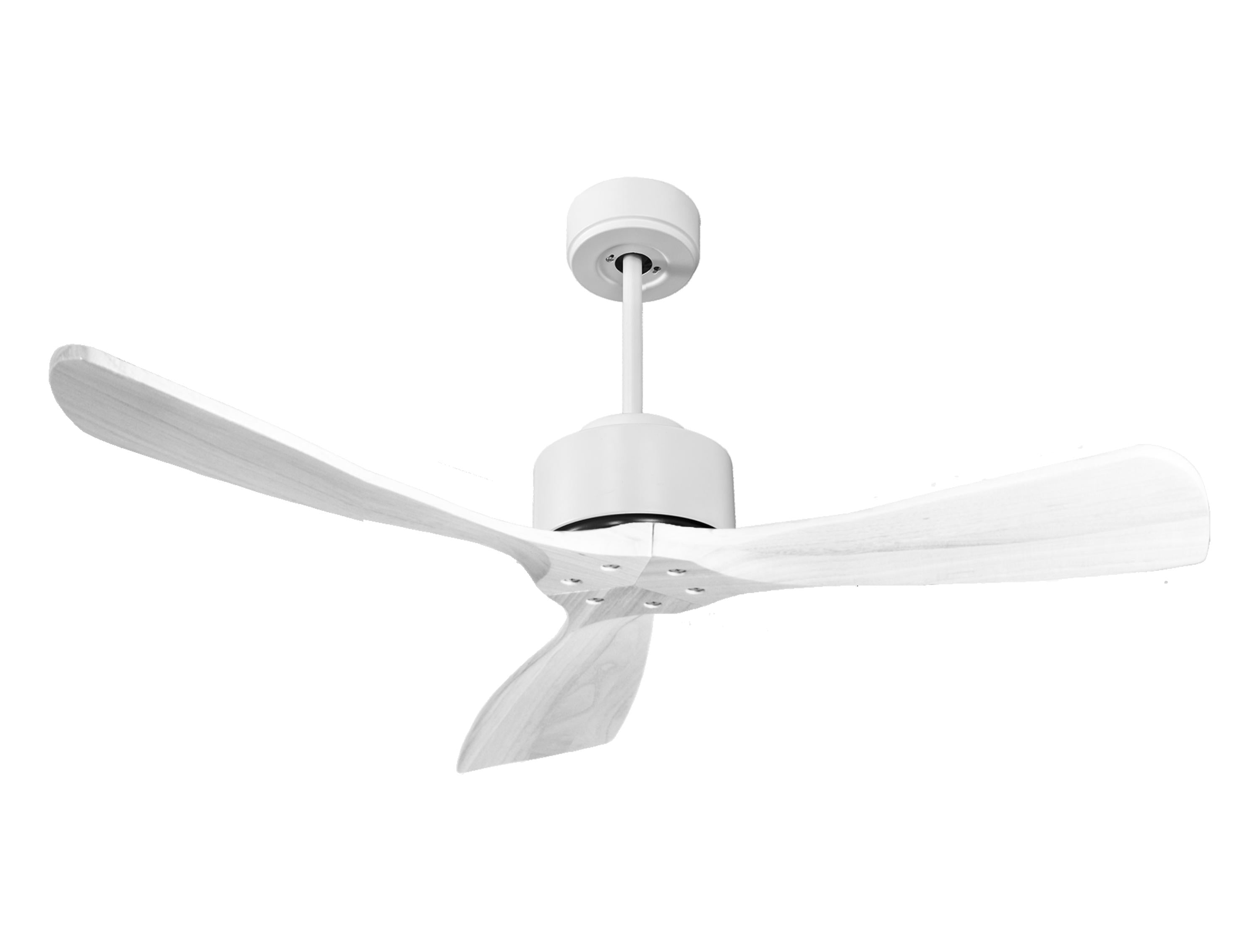 Ventilateur de plafond Réversible Thermostat Wifi Moteur à courant continu Toits en pente Télécommande Hypersilence Mémoire FullWood