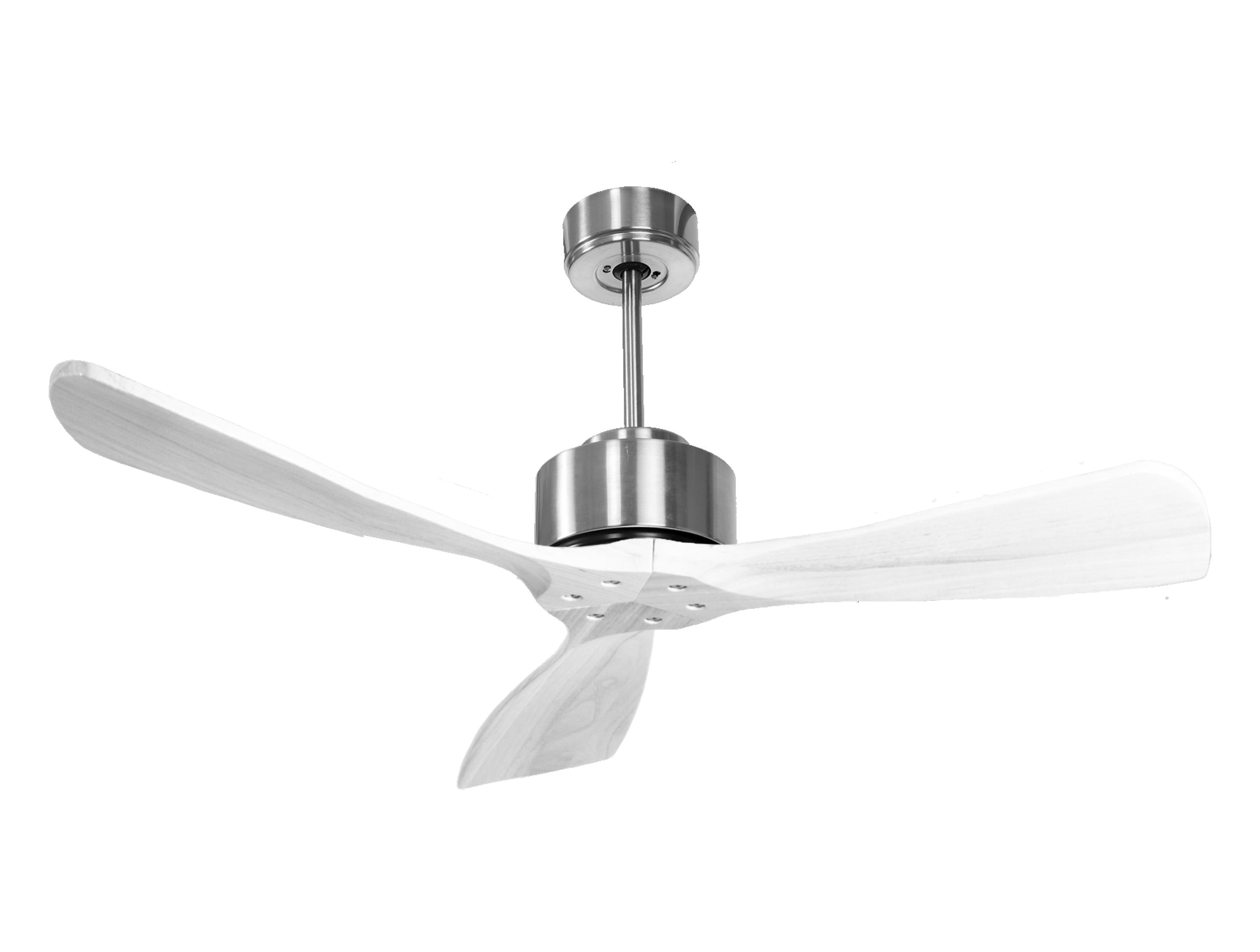 Ventilateur de plafond Réversible Thermostat Wifi Moteur à courant continu Toits en pente Télécommande Hypersilence Mémoire FullWood