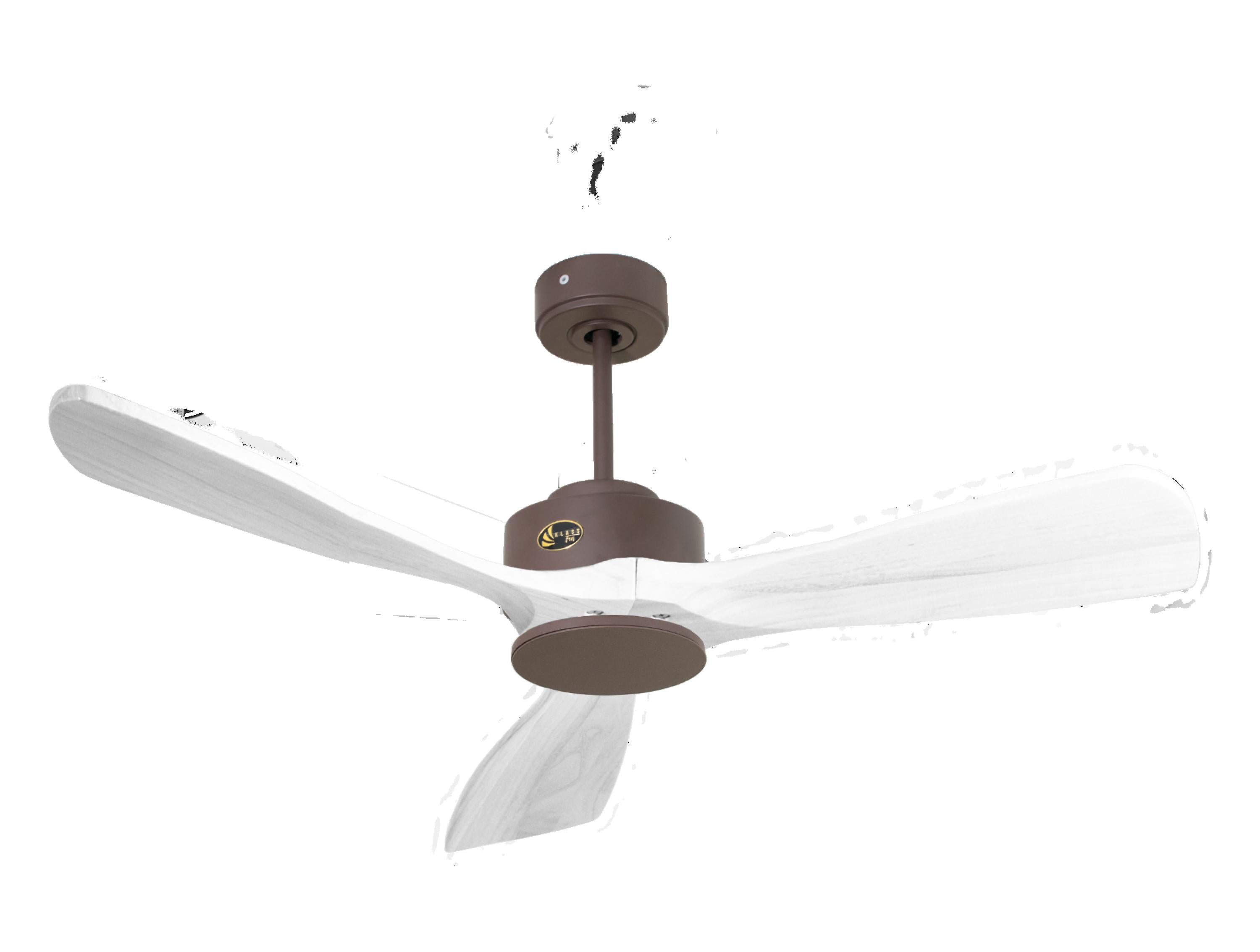Ventilateur de plafond Réversible Thermostat Wifi Moteur à courant continu Toits en pente Télécommande Hypersilence Mémoire FullWood