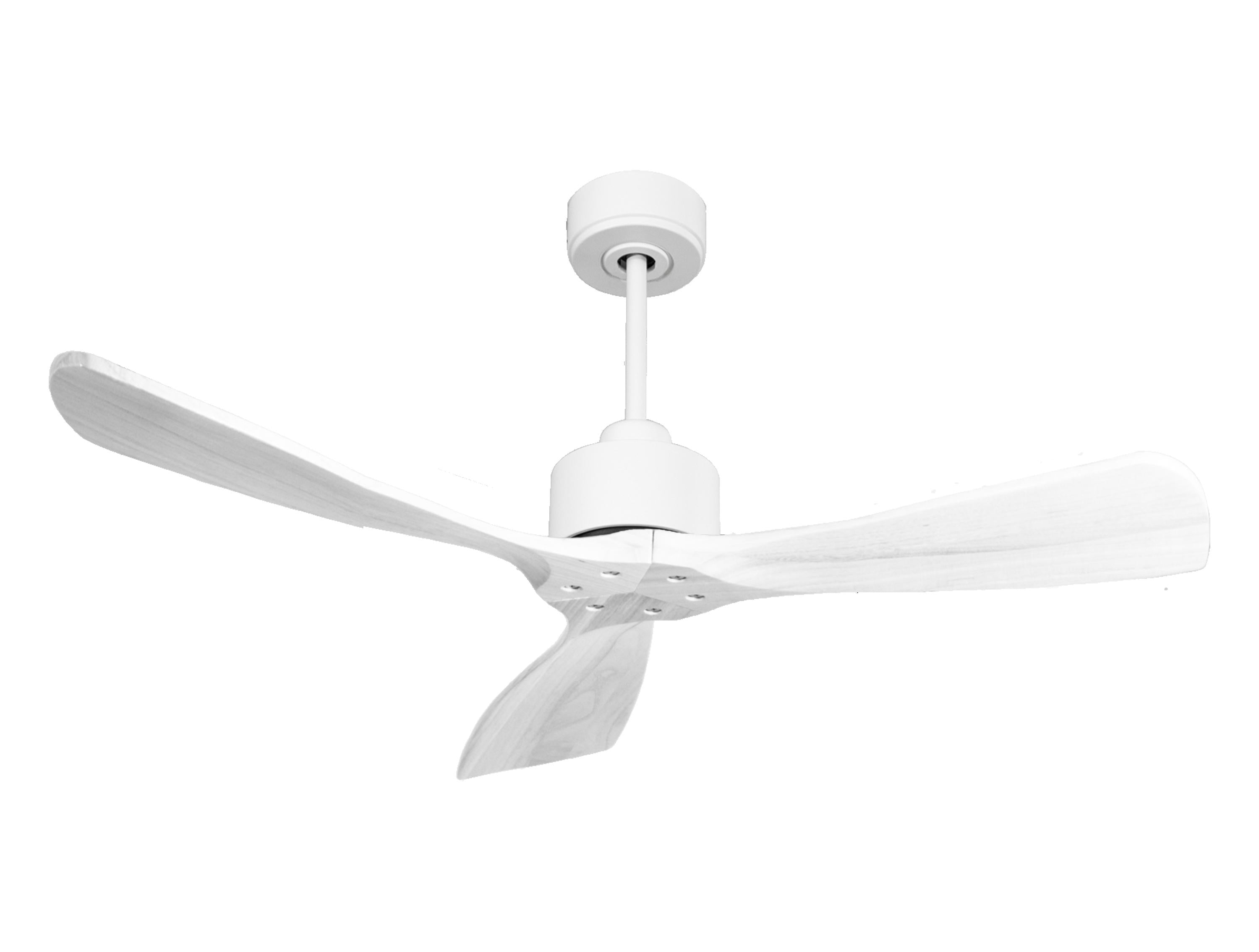 Ventilateur de plafond Réversible Thermostat Wifi Moteur à courant continu Toits en pente Télécommande Hypersilence Mémoire FullWood