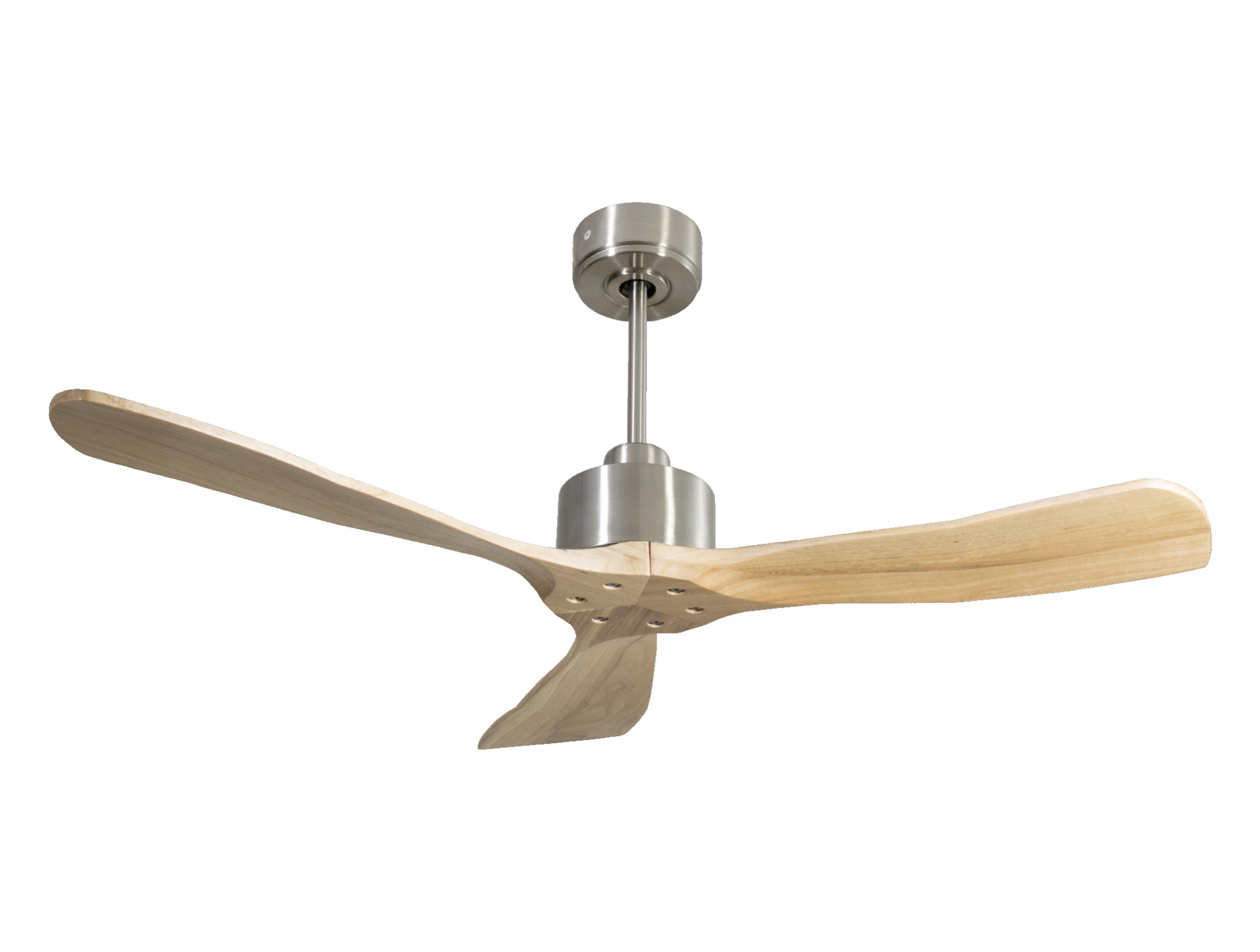 Ventilateur de plafond Réversible Thermostat Wifi Moteur à courant continu Toits en pente Télécommande Hypersilence Mémoire FullWood