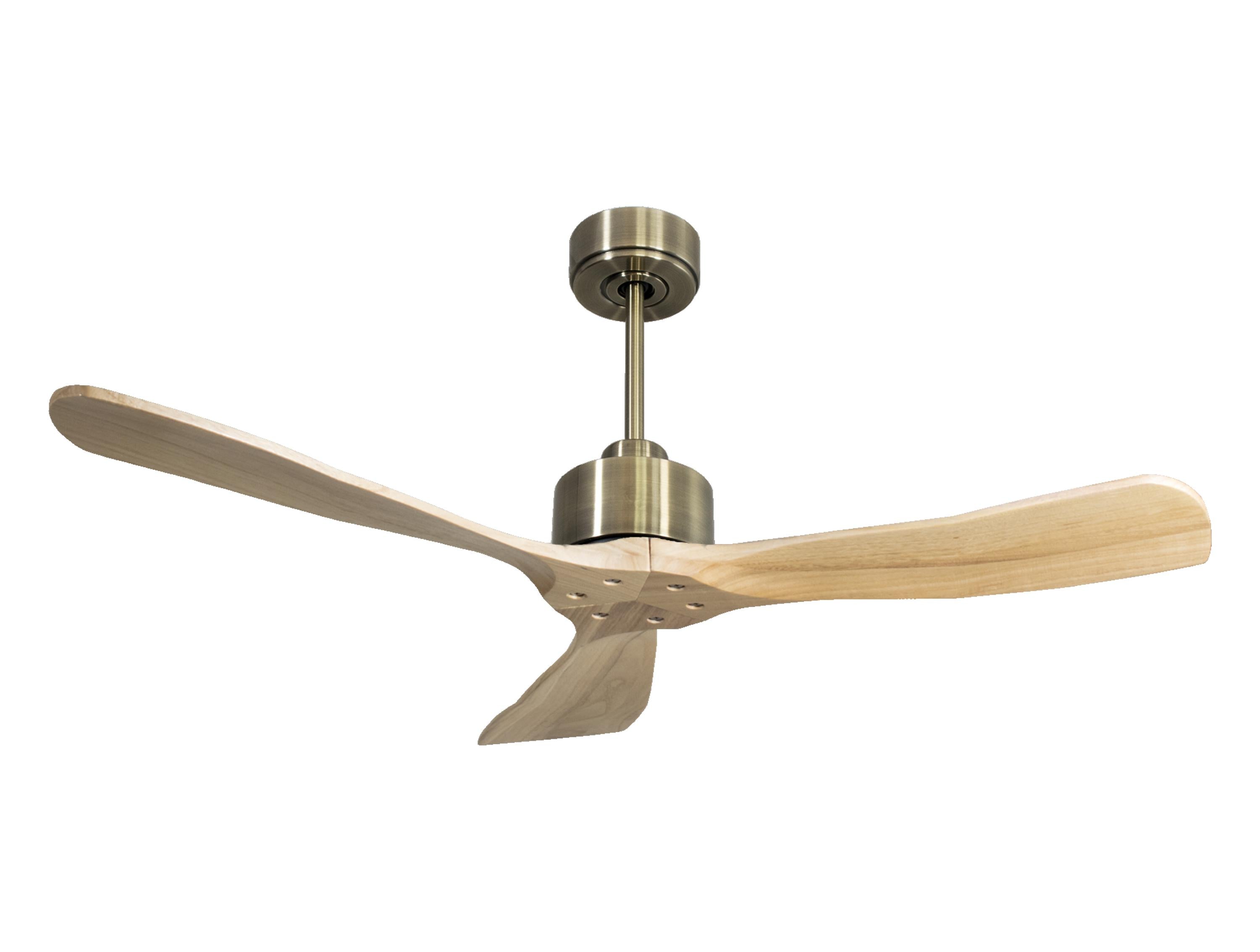 Ventilateur de plafond Réversible Thermostat Wifi Moteur à courant continu Toits en pente Télécommande Hypersilence Mémoire FullWood