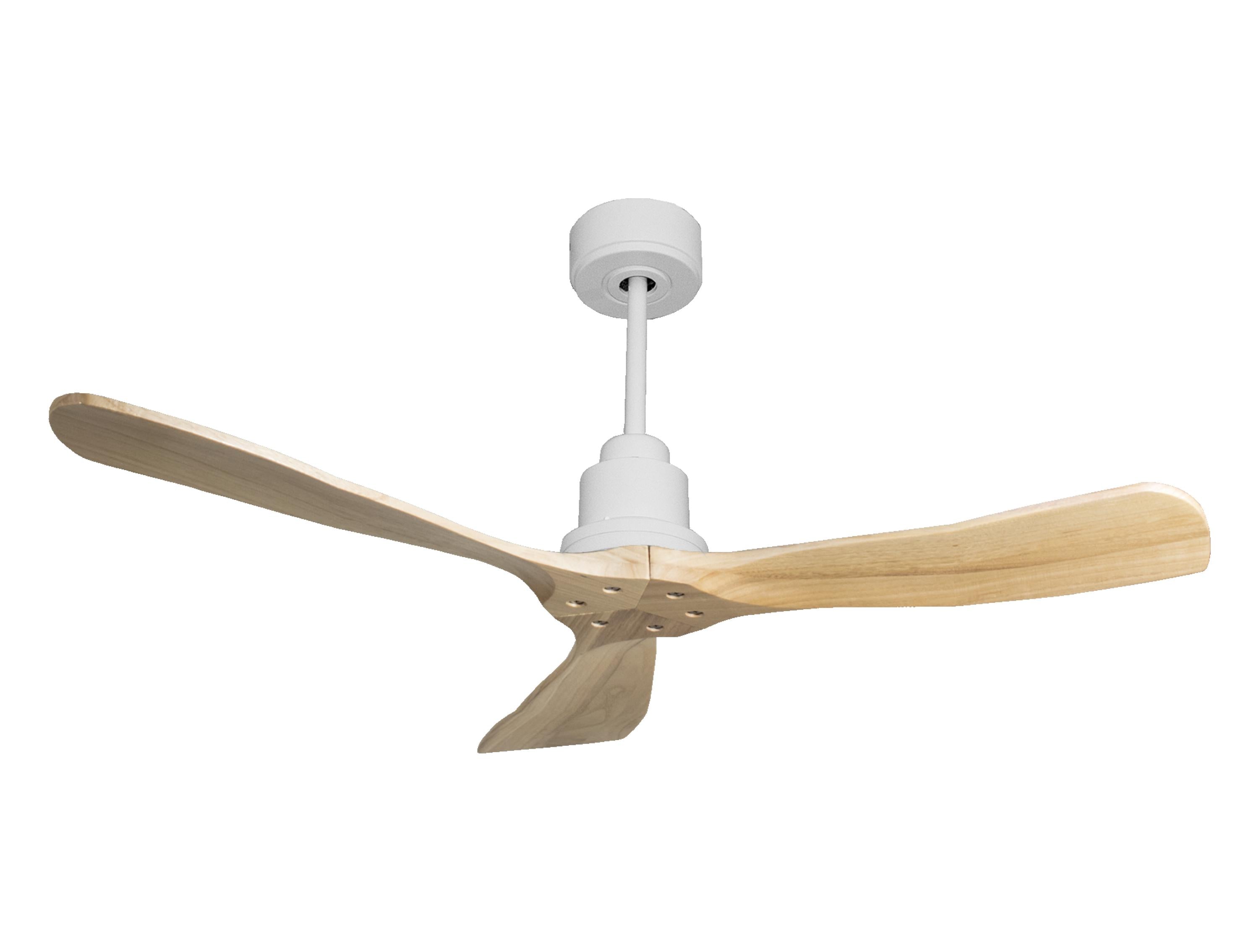 Ventilateur de plafond Réversible Thermostat Wifi Moteur à courant continu Toits en pente Télécommande Hypersilence Mémoire FullWood