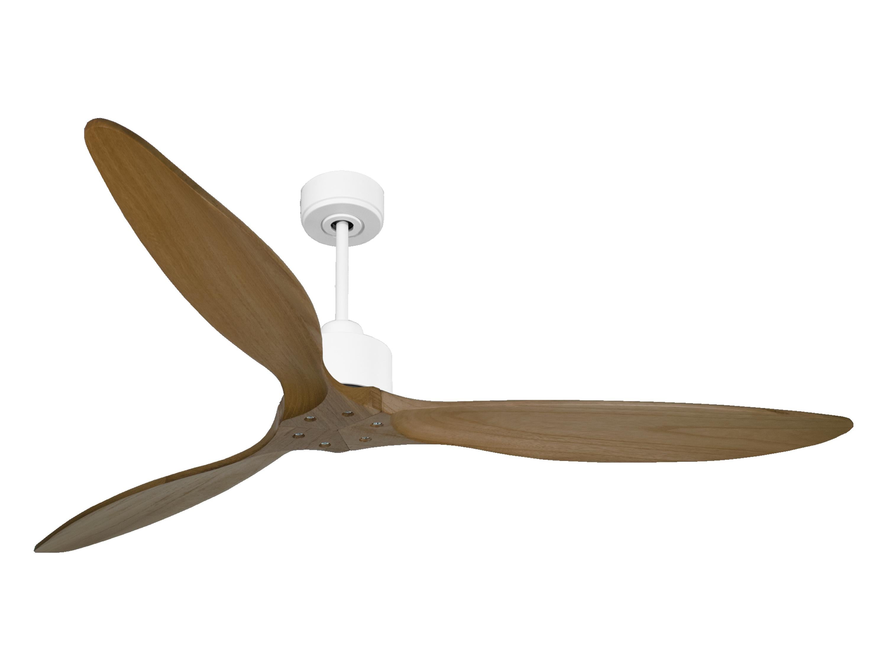 Ventilateur de plafond Réversible Thermostat Wifi Moteur à courant continu Toits en pente Télécommande Hypersilence Mémoire FullWood
