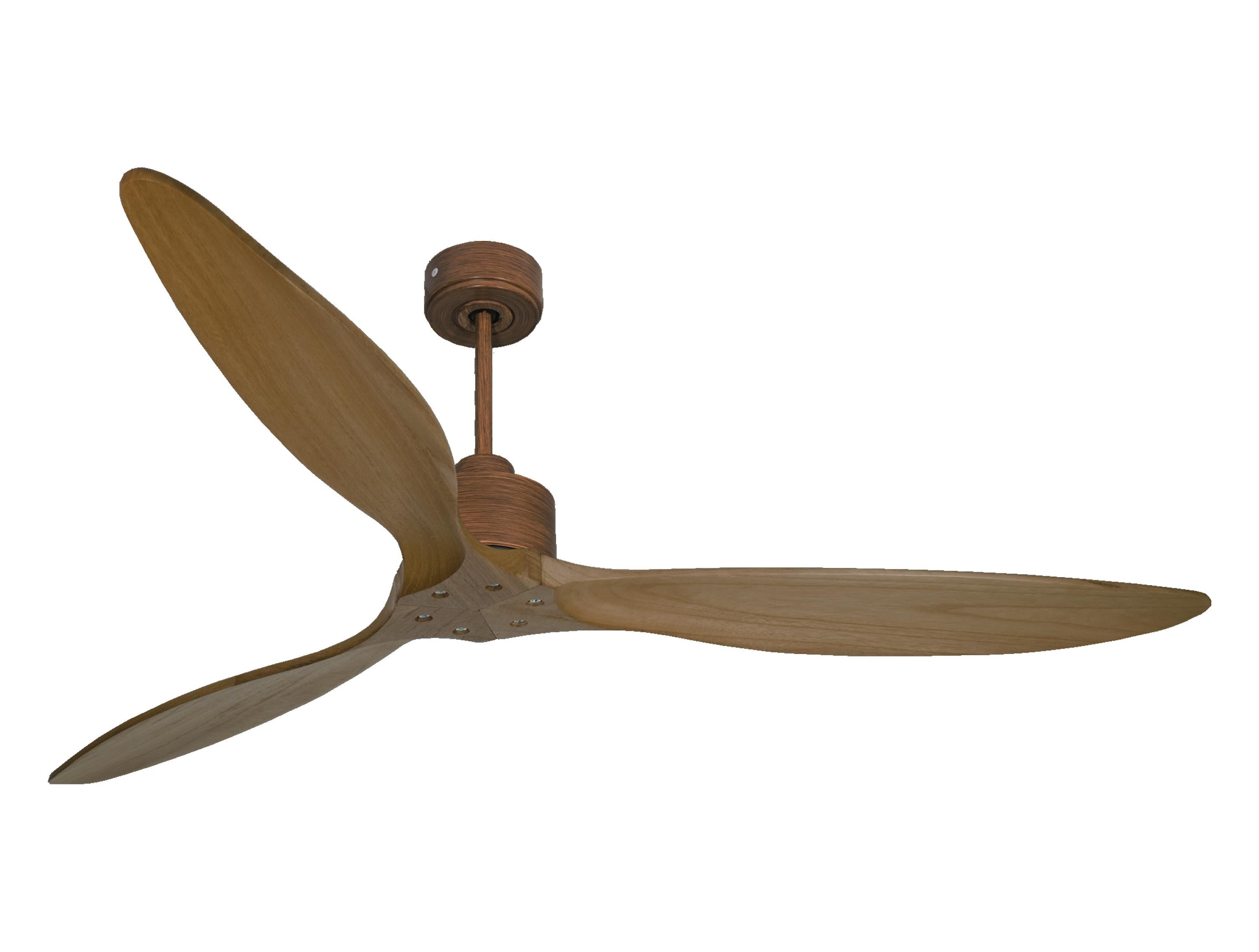 Ventilateur de plafond Réversible Thermostat Wifi Moteur à courant continu Toits en pente Télécommande Hypersilence Mémoire FullWood