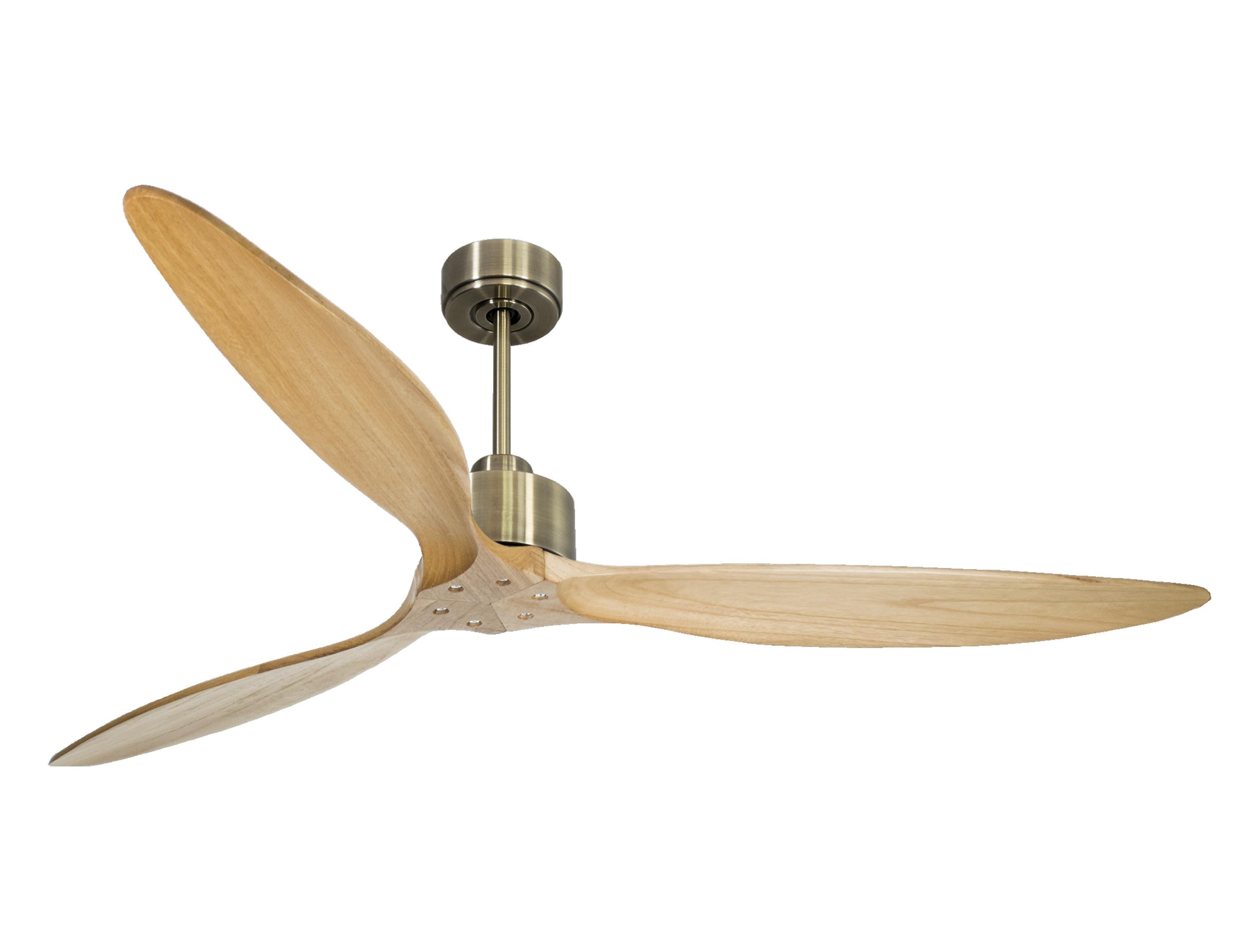 Ventilateur de plafond Réversible Thermostat Wifi Moteur à courant continu Toits en pente Télécommande Hypersilence Mémoire FullWood