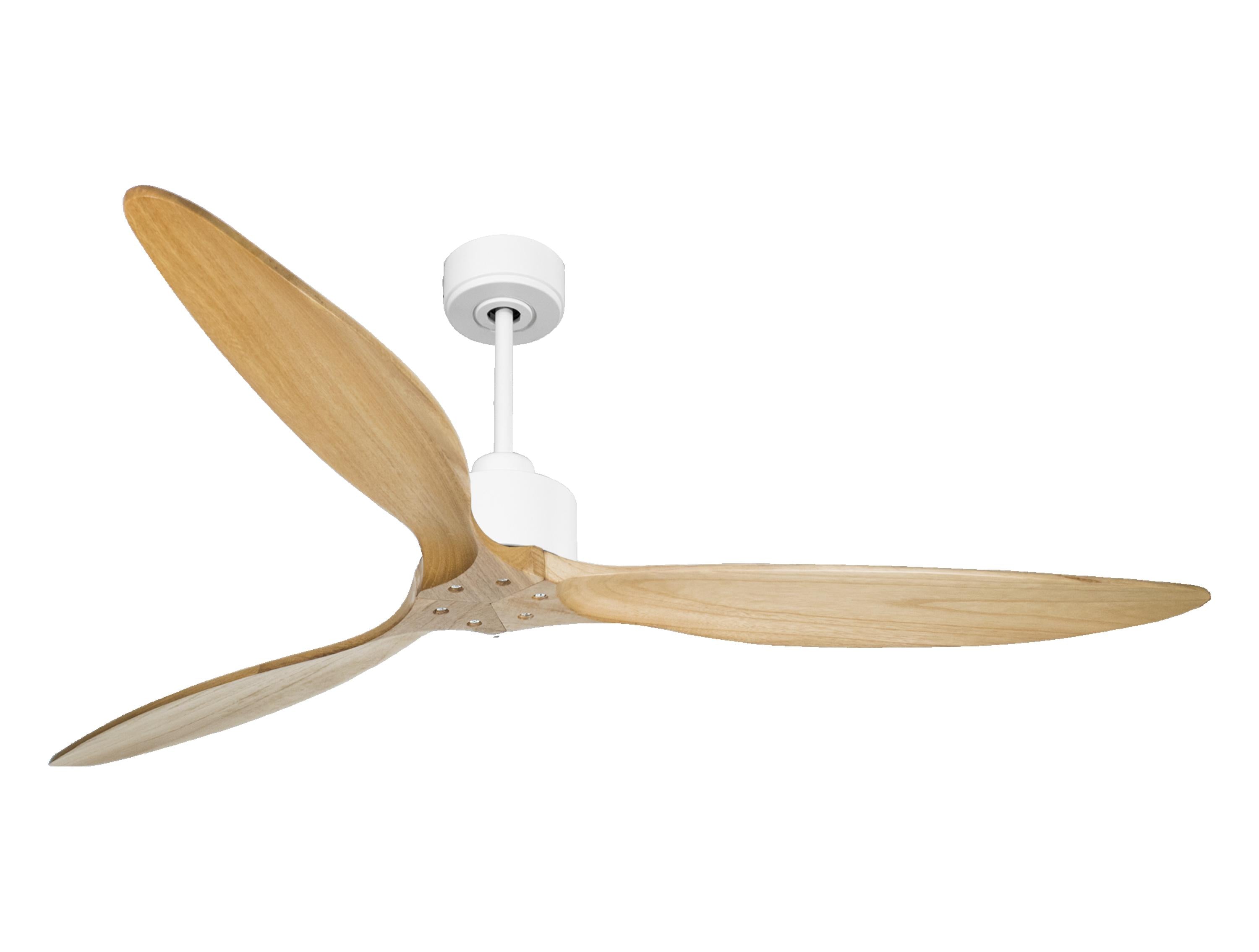 Ventilateur de plafond Réversible Thermostat Wifi Moteur à courant continu Toits en pente Télécommande Hypersilence Mémoire FullWood