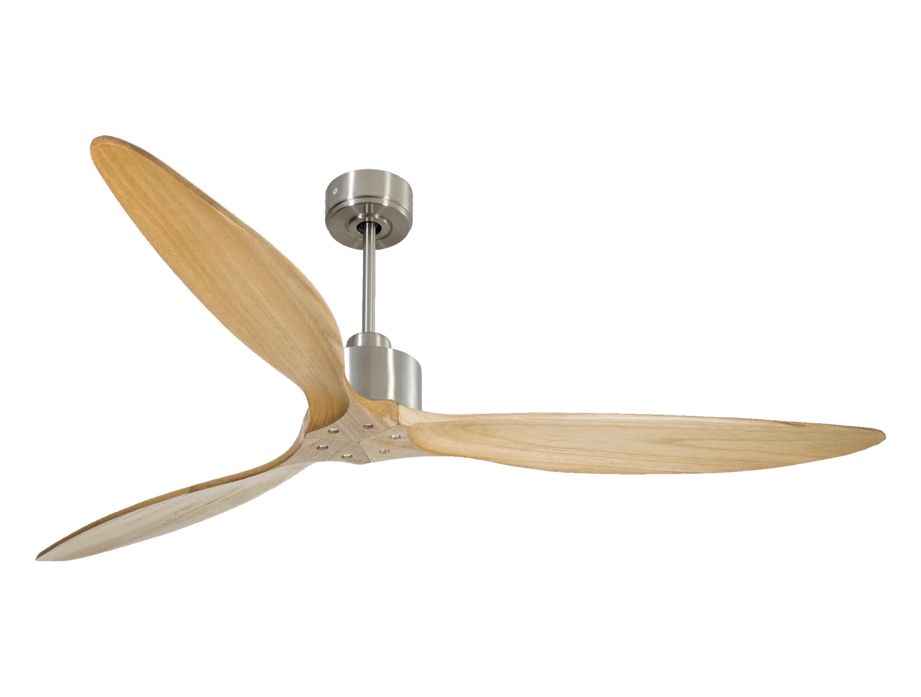 Ventilateur de plafond Réversible Thermostat Wifi Moteur à courant continu Toits en pente Télécommande Hypersilence Mémoire FullWood