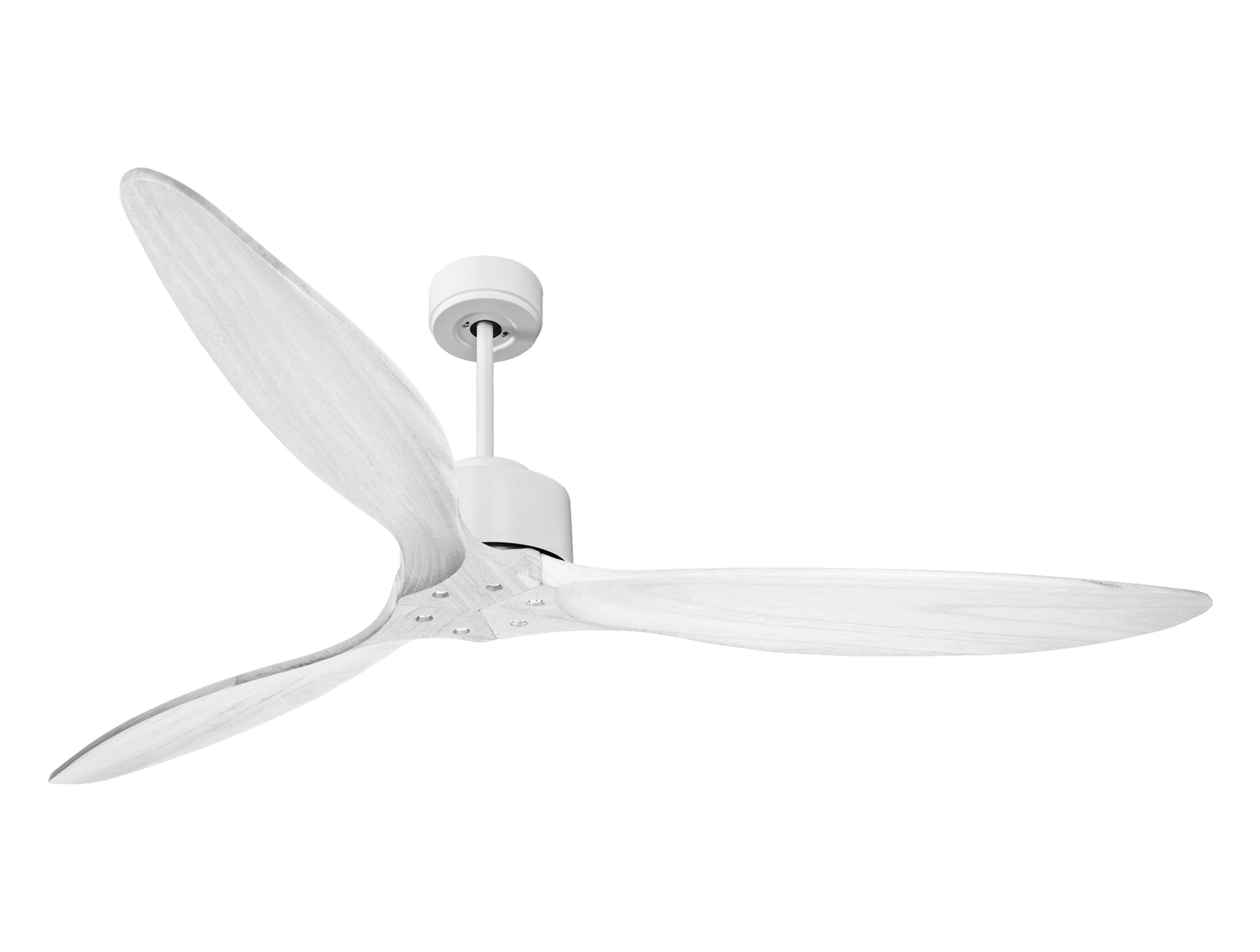 Ventilateur de plafond Réversible Thermostat Wifi Moteur à courant continu Toits en pente Télécommande Hypersilence Mémoire FullWood