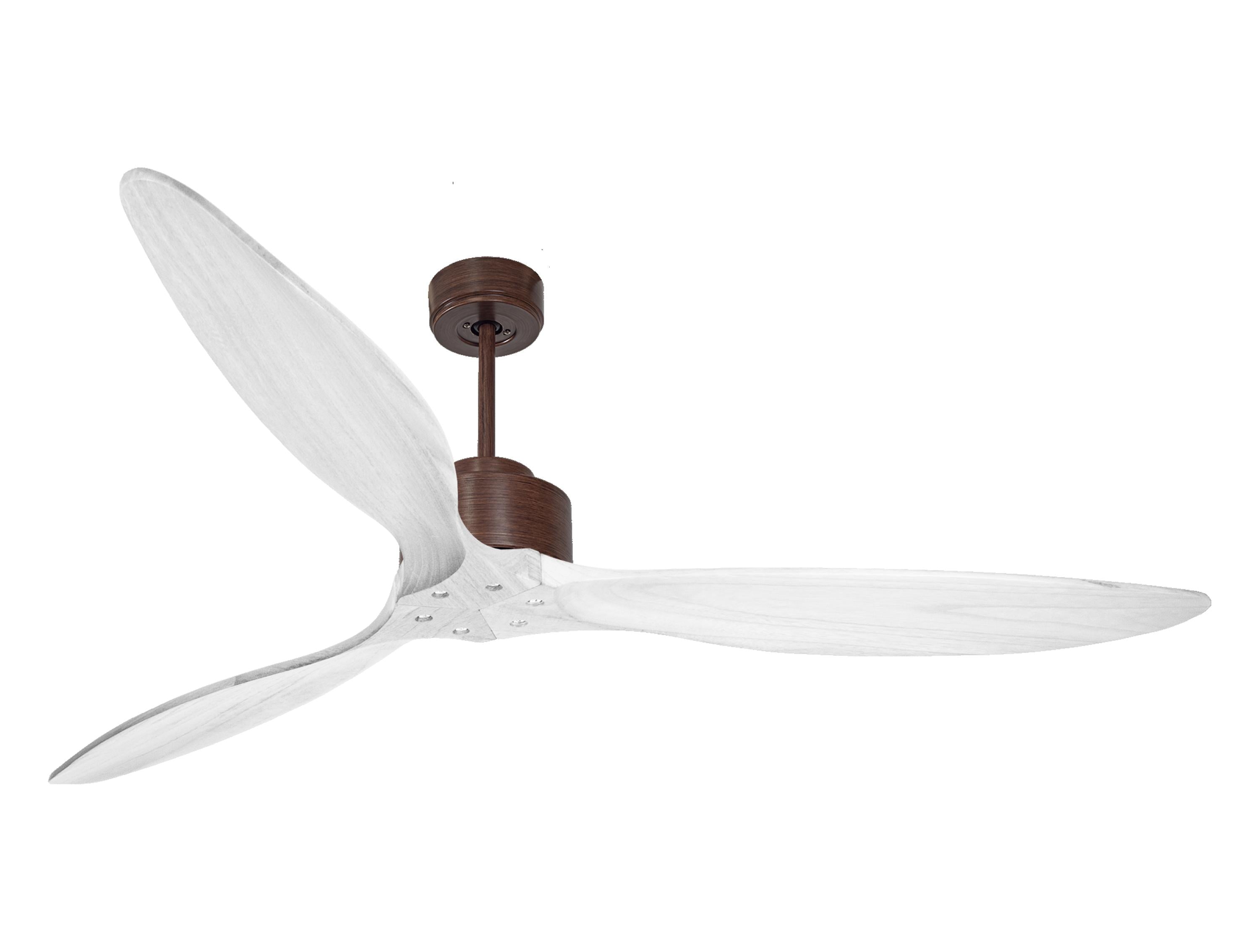Ventilateur de plafond Réversible Thermostat Wifi Moteur à courant continu Toits en pente Télécommande Hypersilence Mémoire FullWood