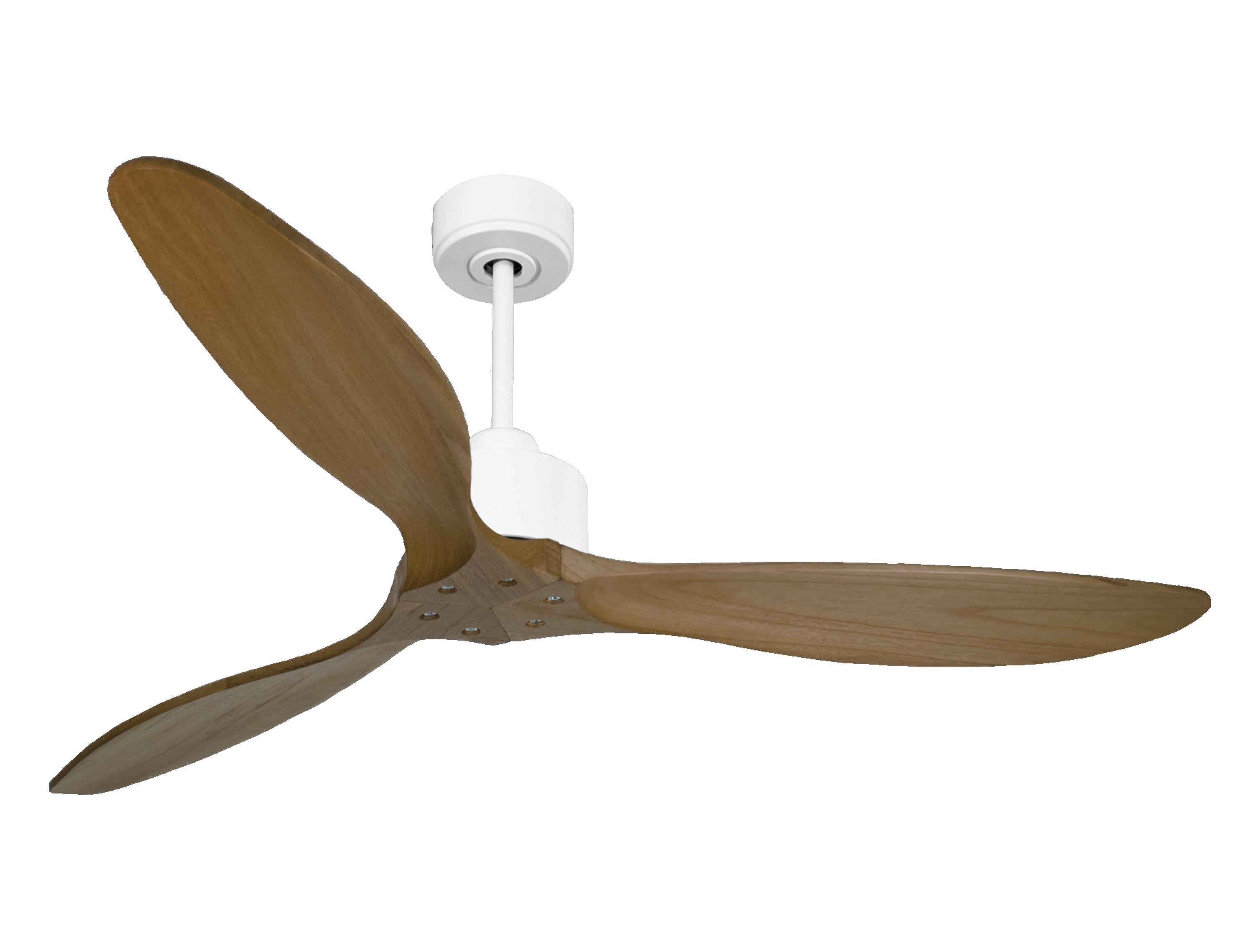 Ventilateur de plafond Réversible Thermostat Wifi Moteur à courant continu Toits en pente Télécommande Hypersilence Mémoire FullWood