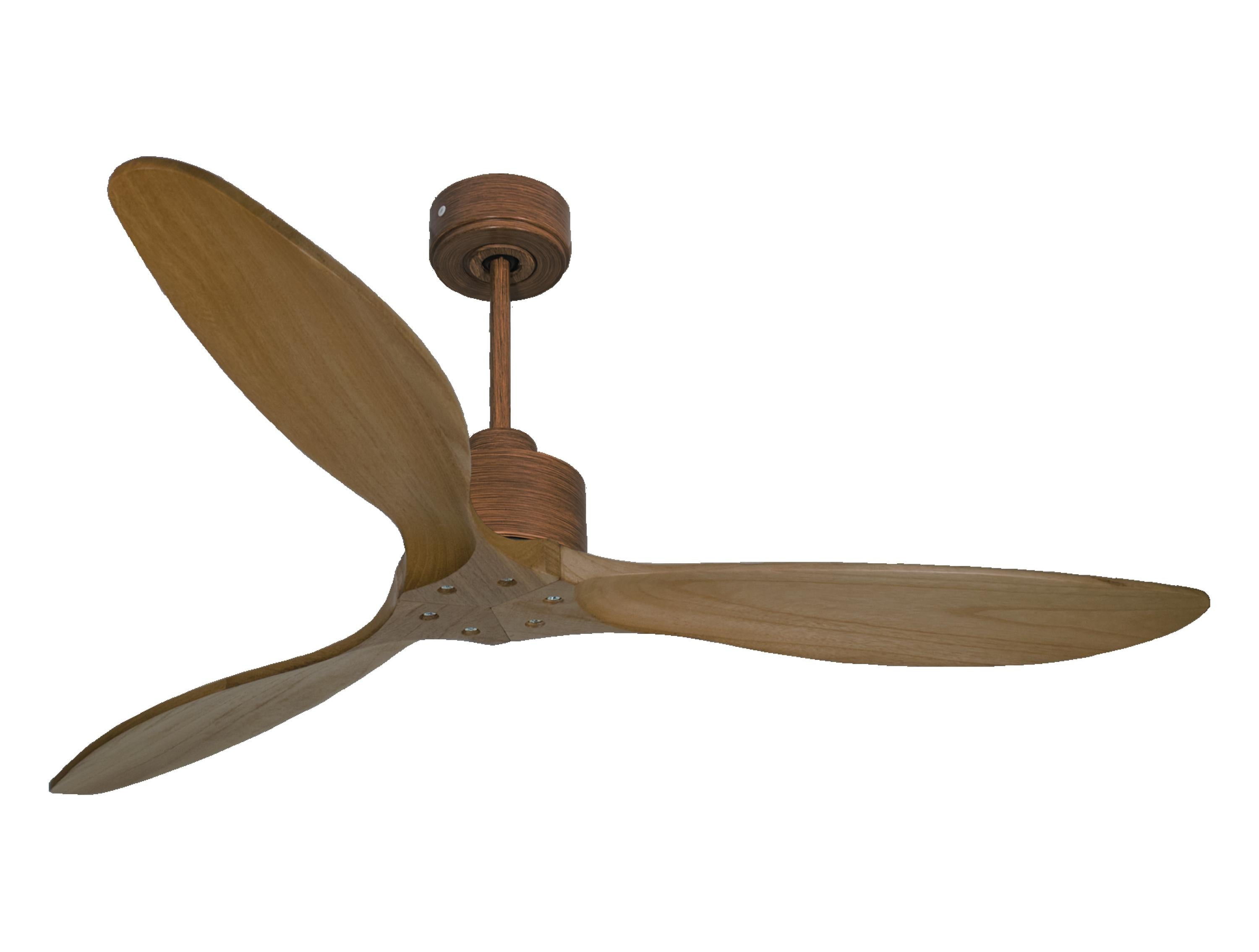 Ventilateur de plafond Réversible Thermostat Wifi Moteur à courant continu Toits en pente Télécommande Hypersilence Mémoire FullWood