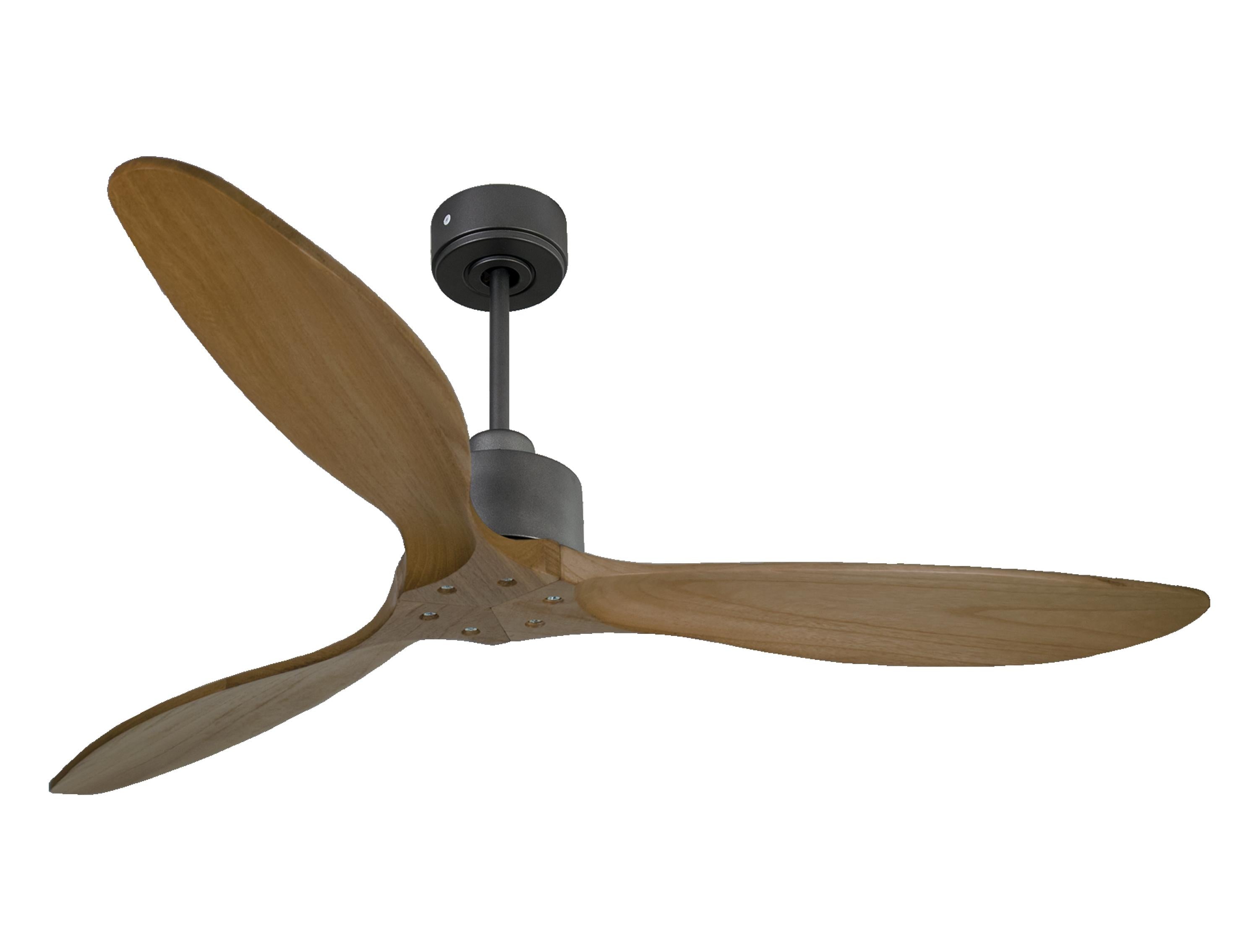 Ventilateur de plafond Réversible Thermostat Wifi Moteur à courant continu Toits en pente Télécommande Hypersilence Mémoire FullWood