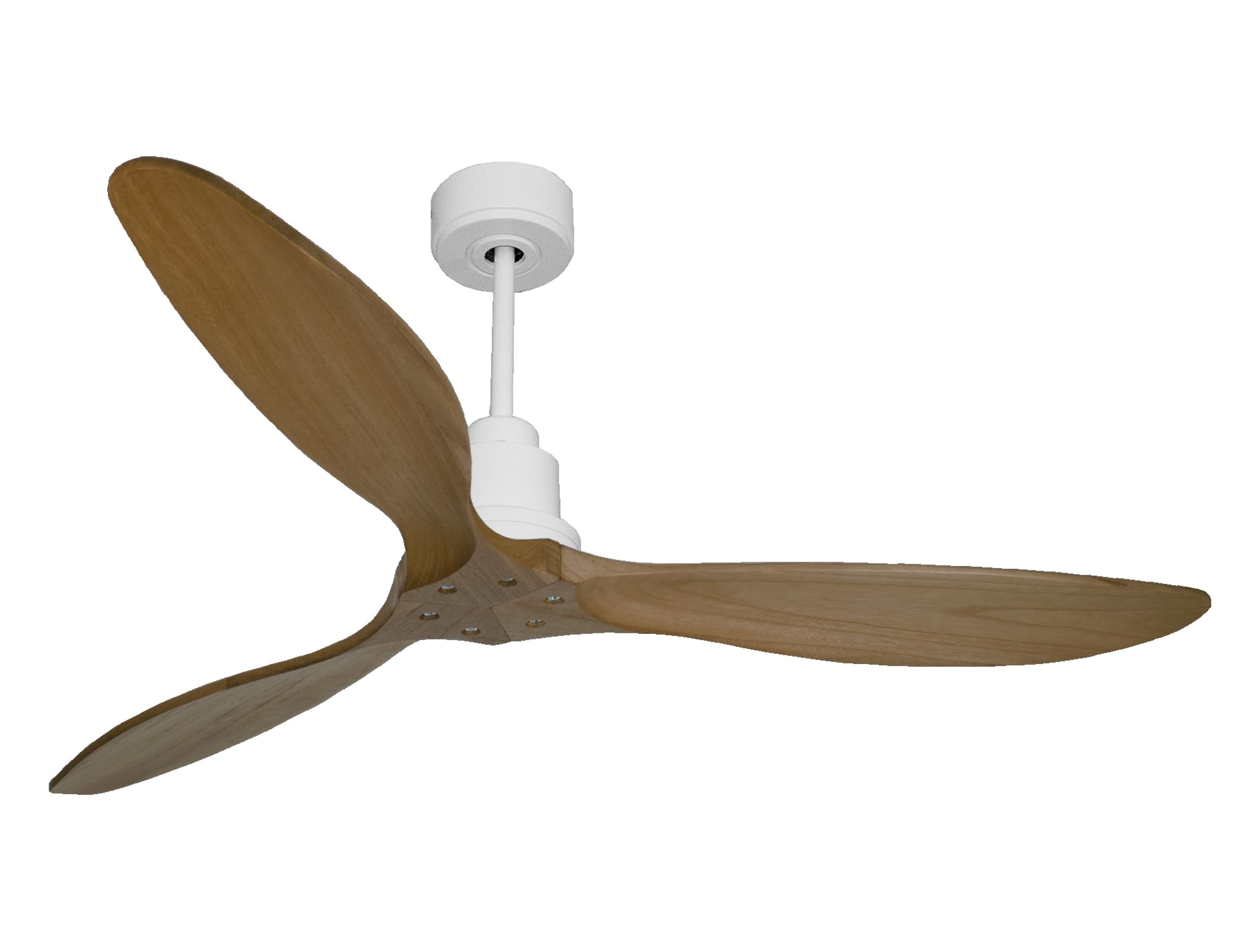 Ventilateur de plafond Réversible Thermostat Wifi Moteur à courant continu Toits en pente Télécommande Hypersilence Mémoire FullWood