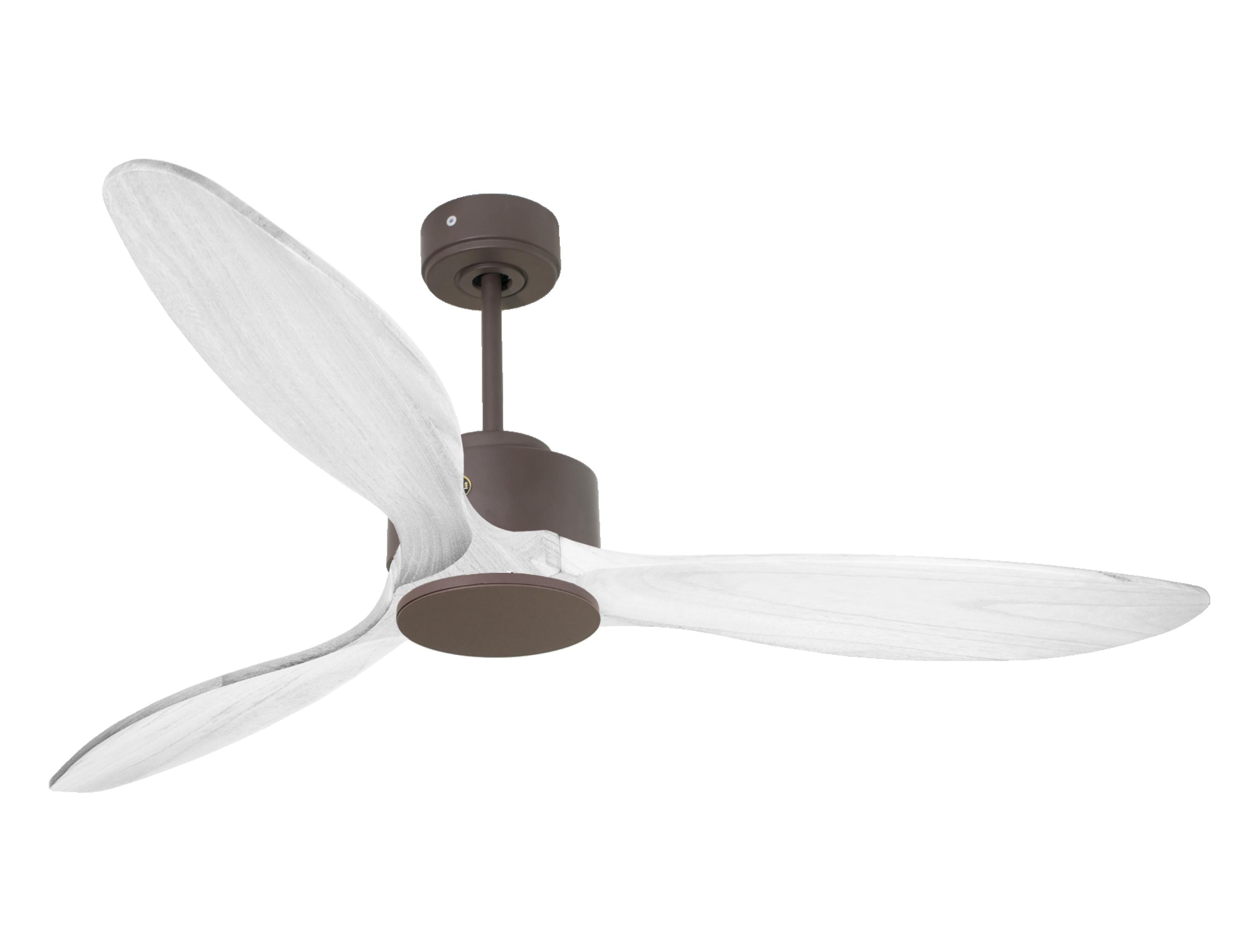 Ventilateur de plafond Réversible Thermostat Wifi Moteur à courant continu Toits en pente Télécommande Hypersilence Mémoire FullWood