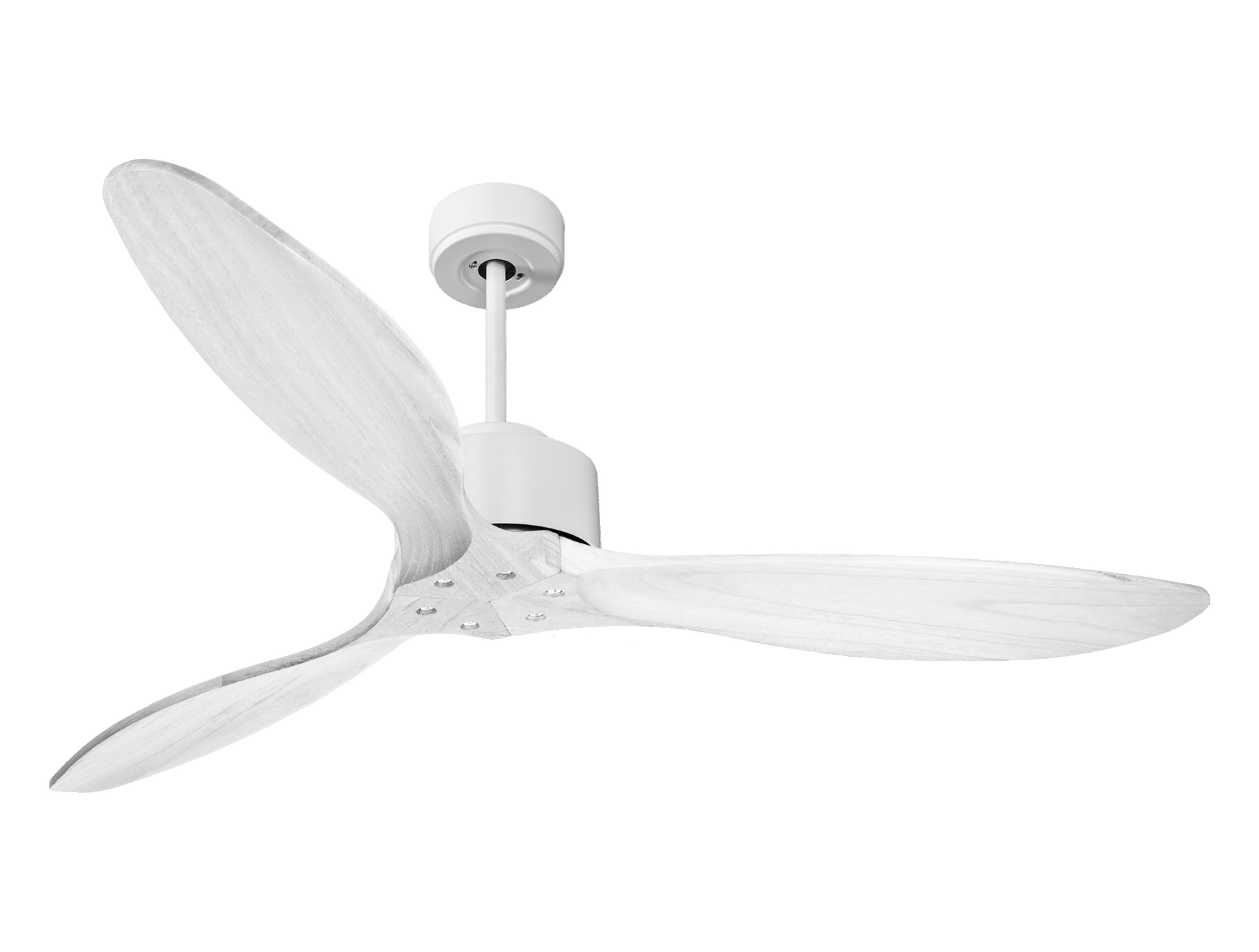 Ventilateur de plafond Réversible Thermostat Wifi Moteur à courant continu Toits en pente Télécommande Hypersilence Mémoire FullWood