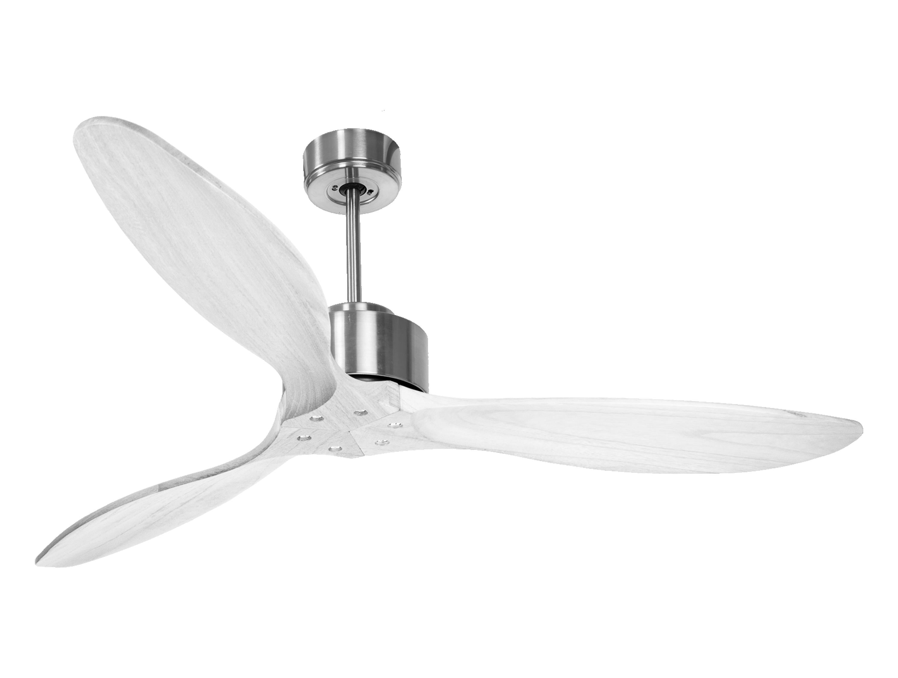 Ventilateur de plafond Réversible Thermostat Wifi Moteur à courant continu Toits en pente Télécommande Hypersilence Mémoire FullWood