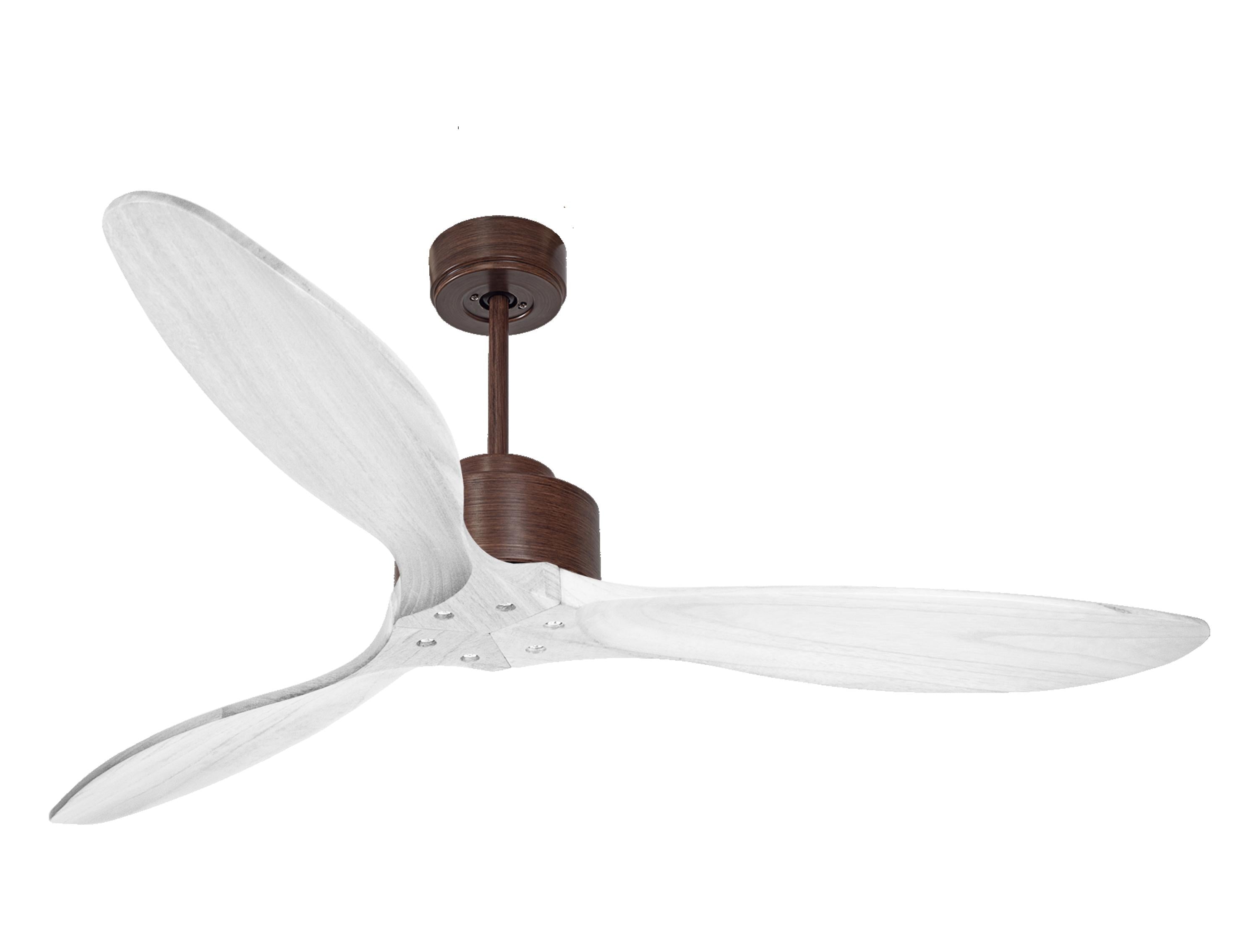 Ventilateur de plafond Réversible Thermostat Wifi Moteur à courant continu Toits en pente Télécommande Hypersilence Mémoire FullWood