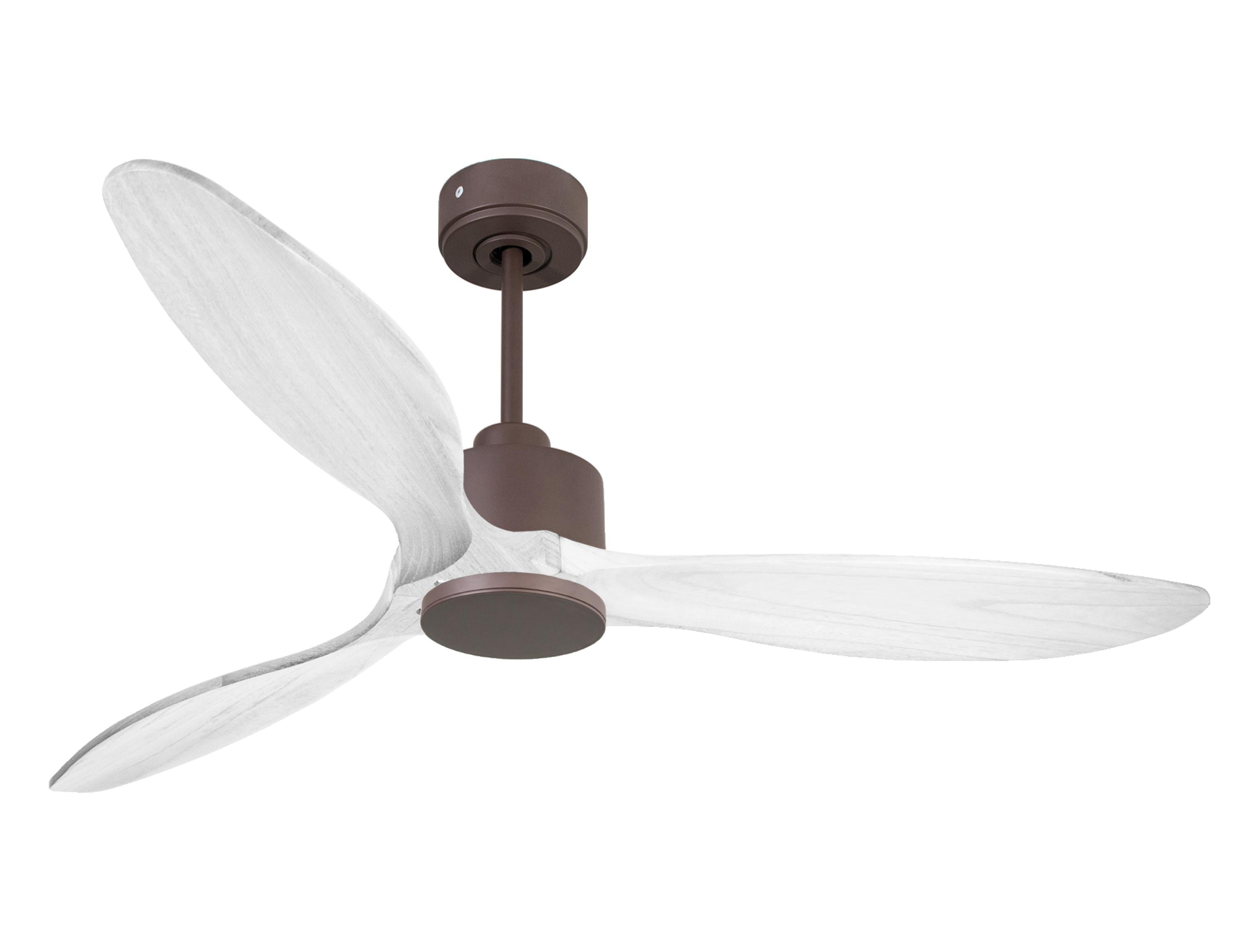 Ventilateur de plafond Réversible Thermostat Wifi Moteur à courant continu Toits en pente Télécommande Hypersilence Mémoire FullWood
