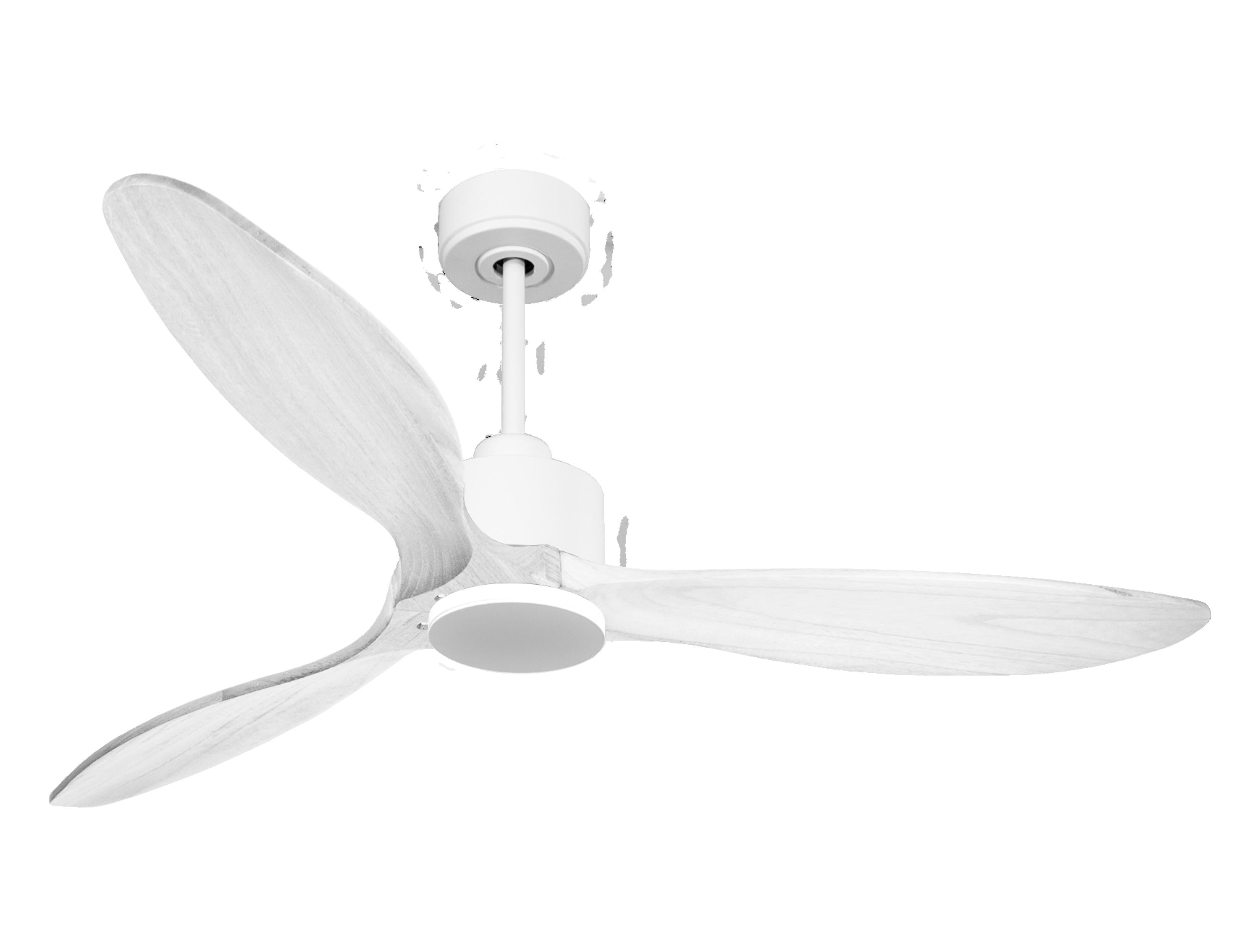 Ventilateur de plafond Réversible Thermostat Wifi Moteur à courant continu Toits en pente Télécommande Hypersilence Mémoire FullWood