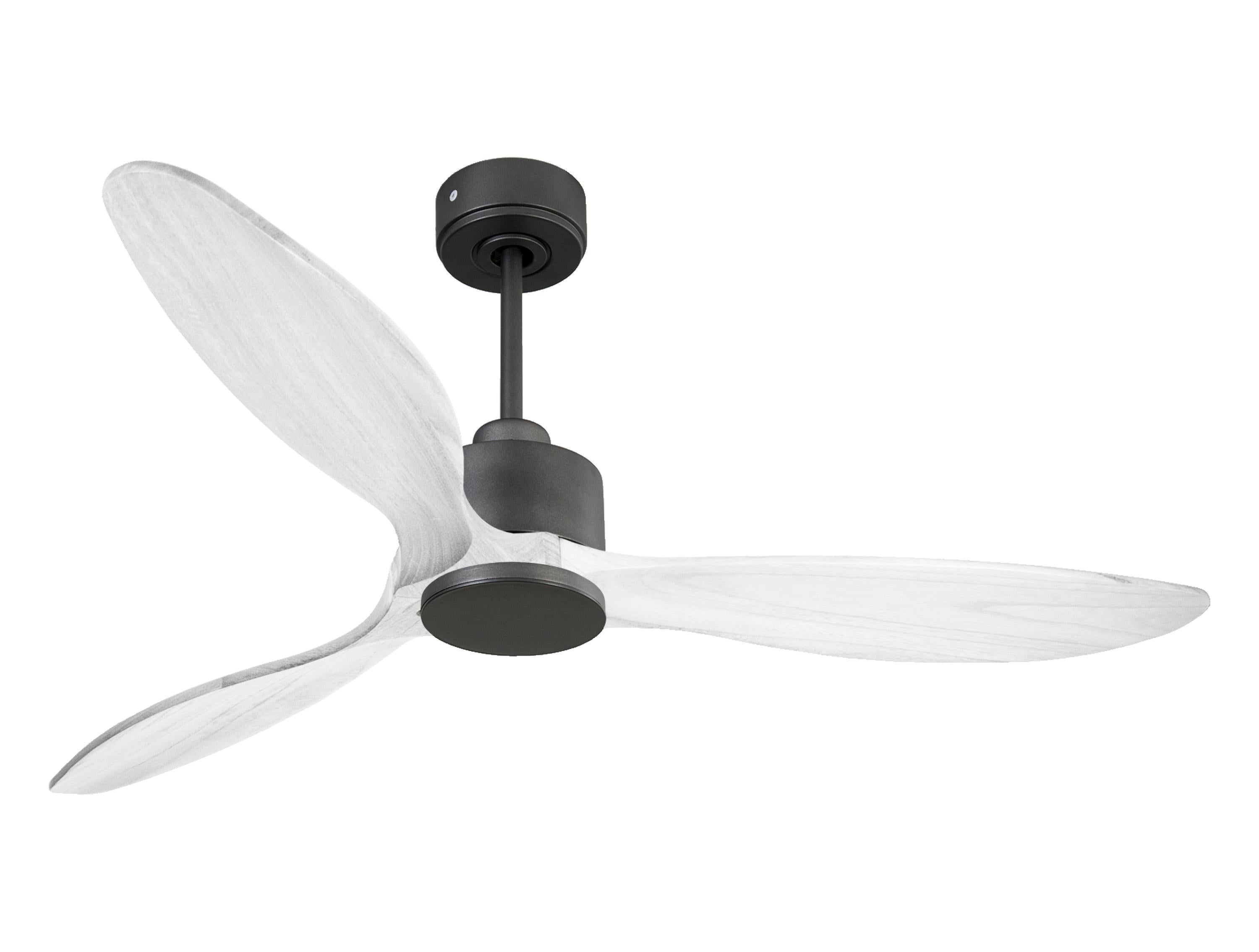 Ventilateur de plafond Réversible Thermostat Wifi Moteur à courant continu Toits en pente Télécommande Hypersilence Mémoire FullWood